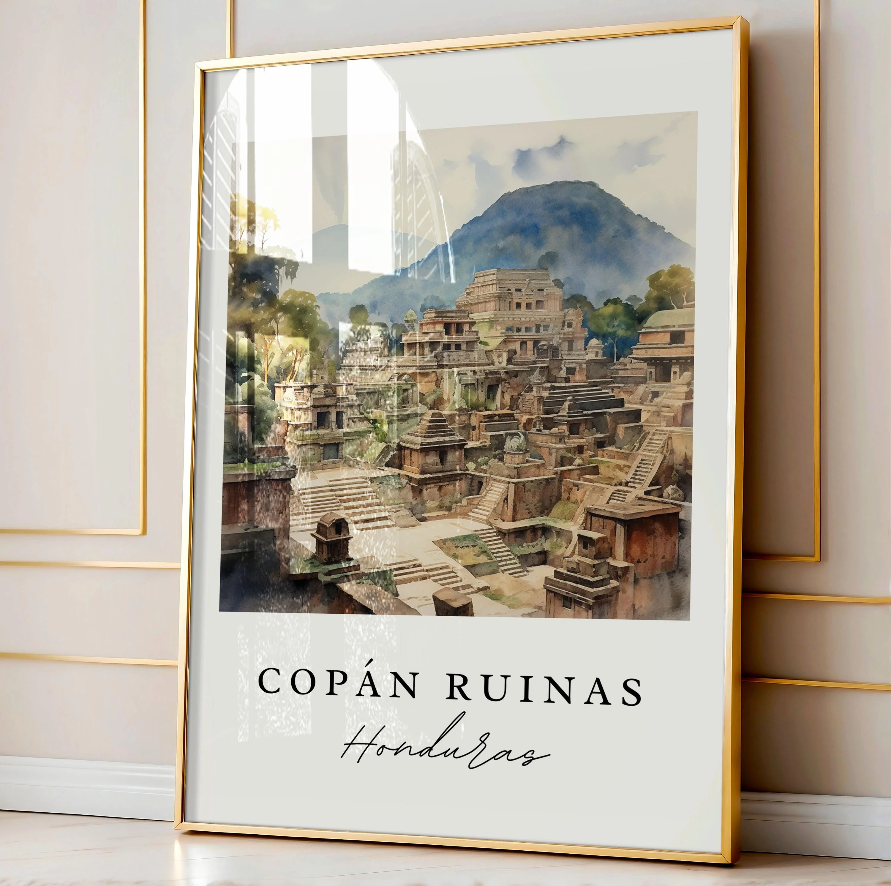 Copan Ruinas, Honduras – Watercolor Art Print - Image 4