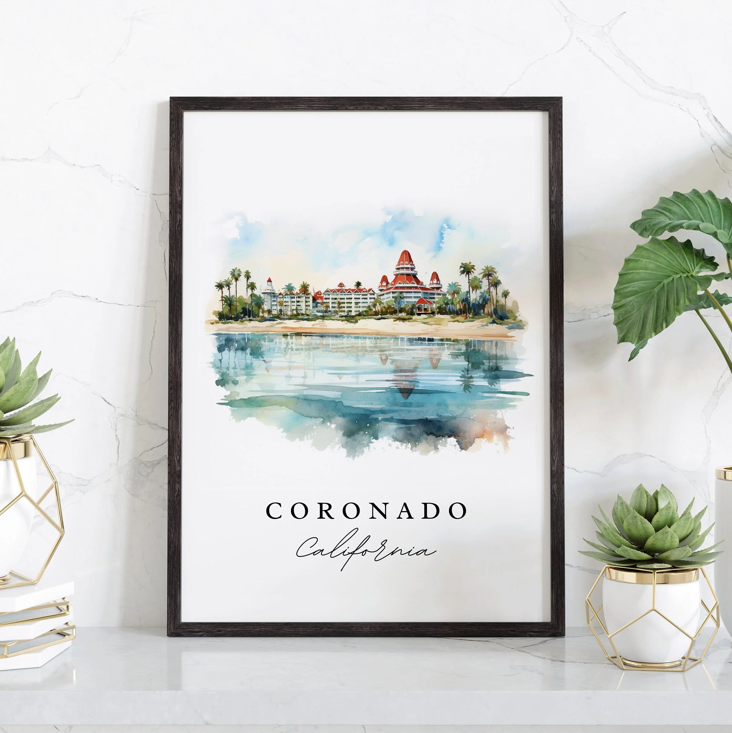 Coronado, California, California – Watercolor Art Print