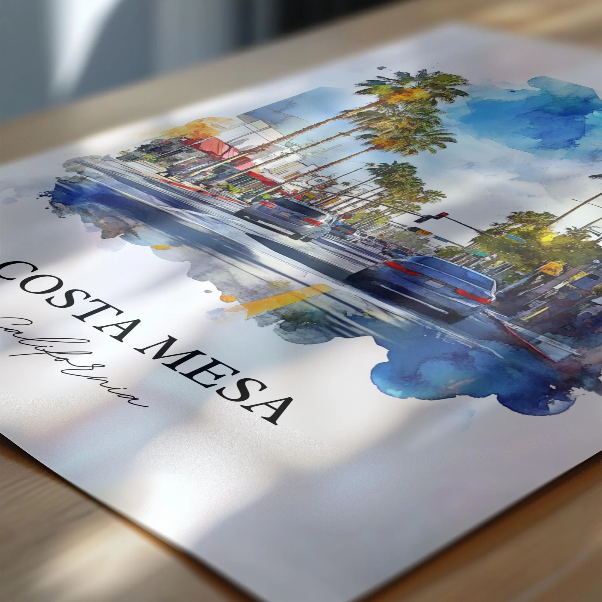 Costa Mesa, USA – Watercolor Art Print - Image 2