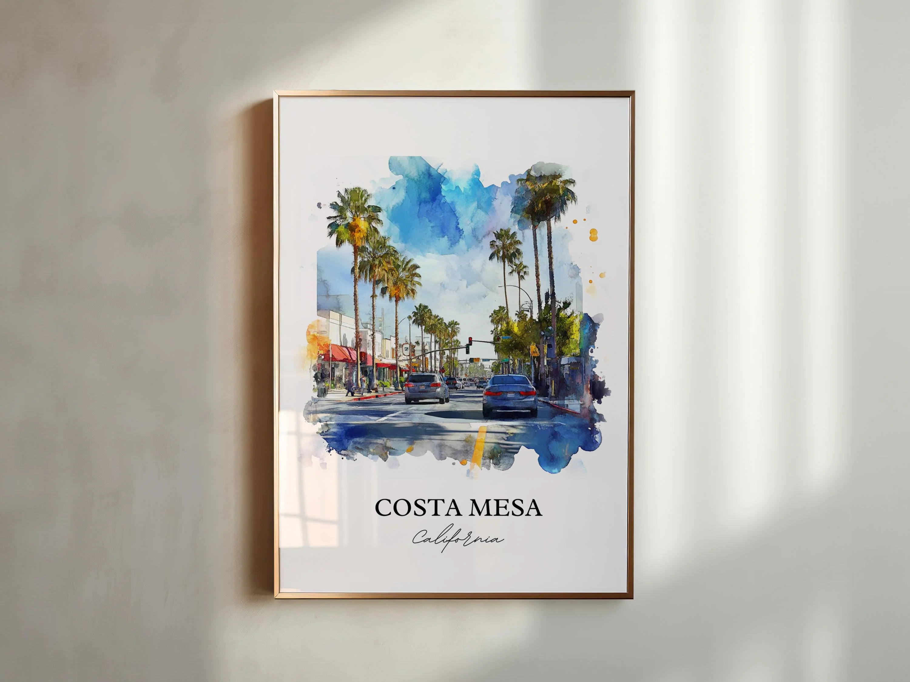 Costa Mesa, USA – Watercolor Art Print - Image 3