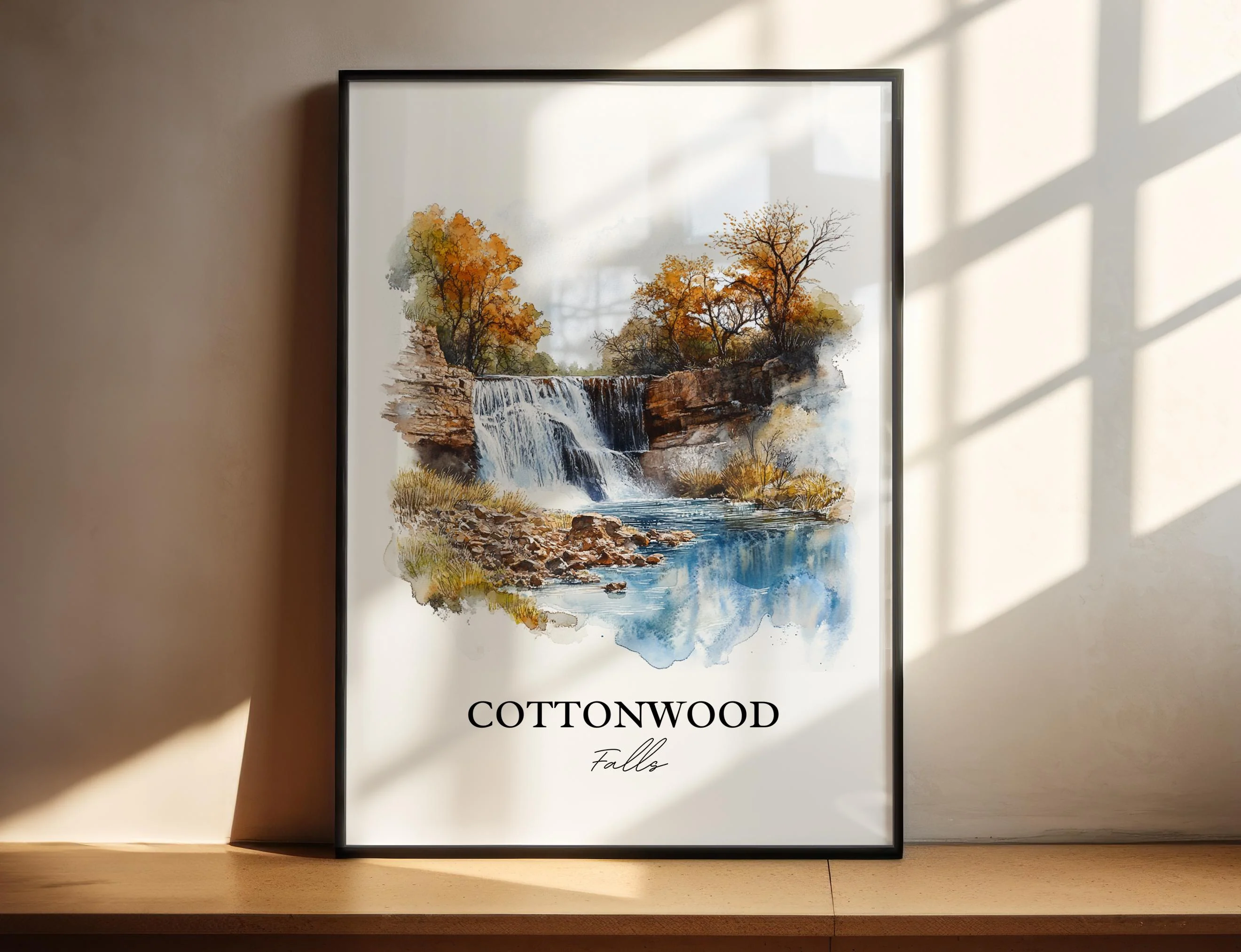 Cottonwood Falls, Kansas, USA – Watercolor Art Print
