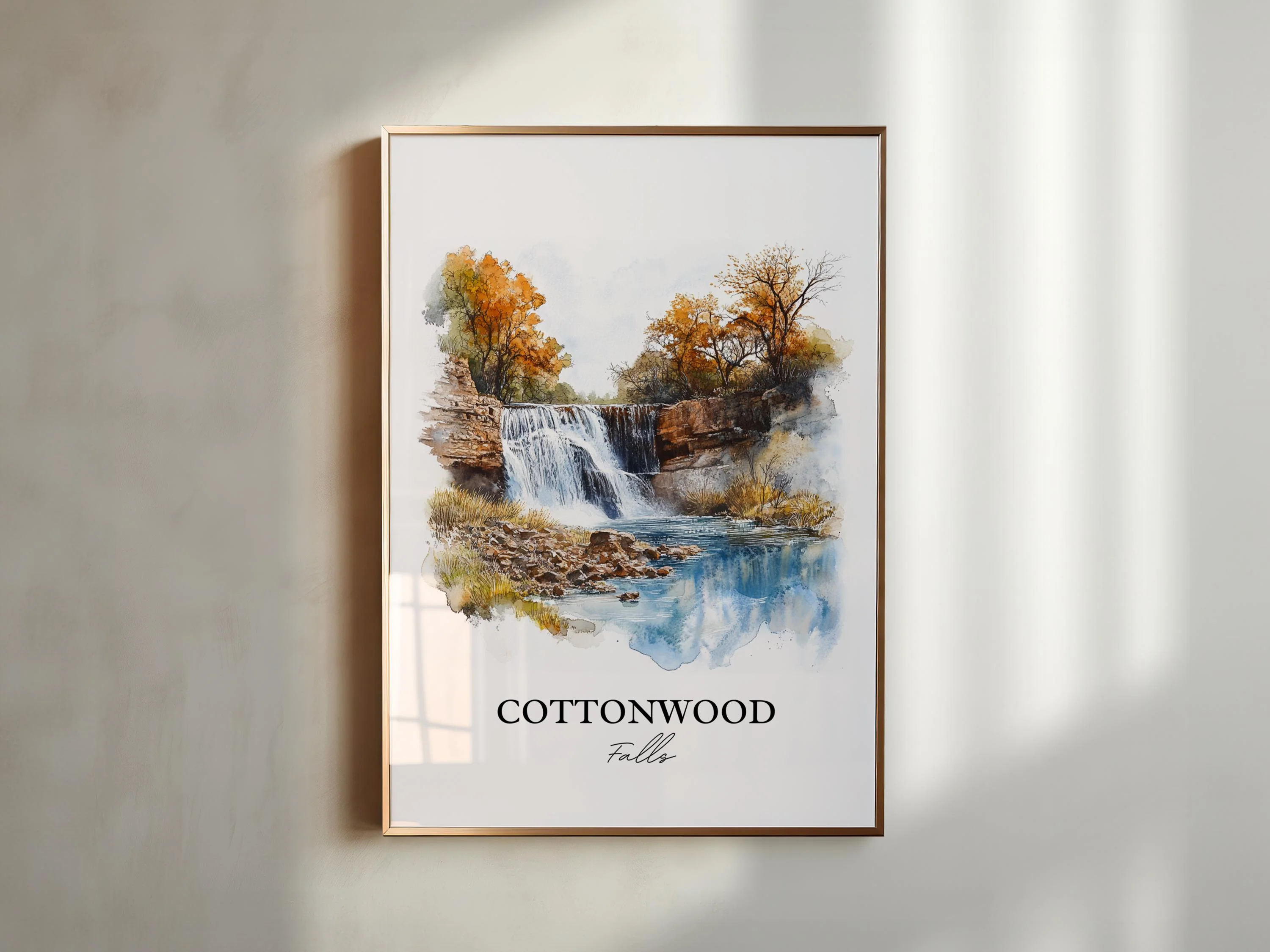 Cottonwood Falls, Kansas, USA – Watercolor Art Print - Image 4