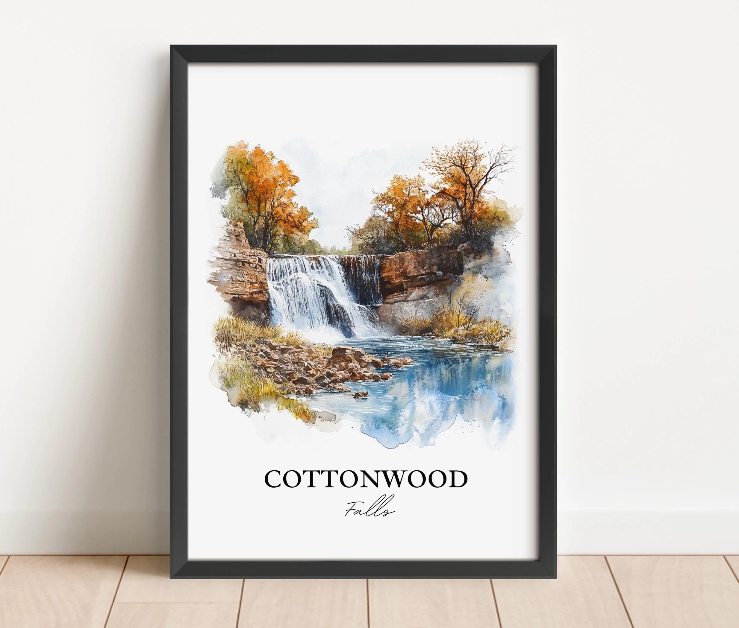 Cottonwood Falls, Kansas, USA – Watercolor Art Print - Image 5