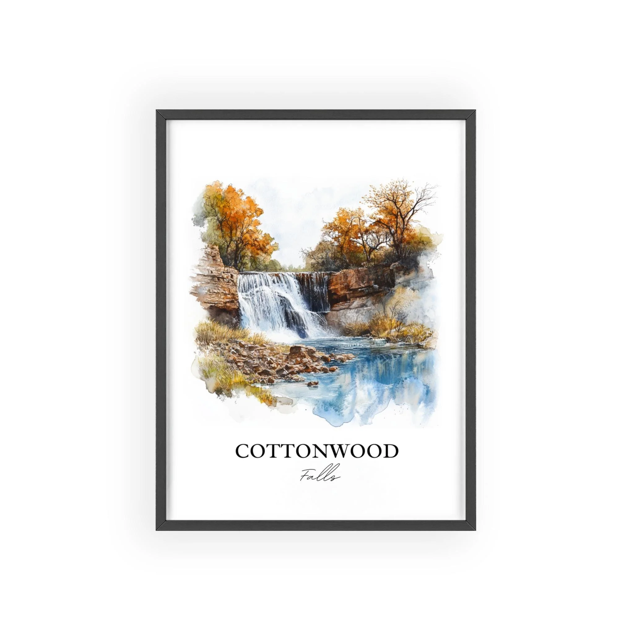 Cottonwood Falls, Kansas, USA – Watercolor Art Print - Image 7