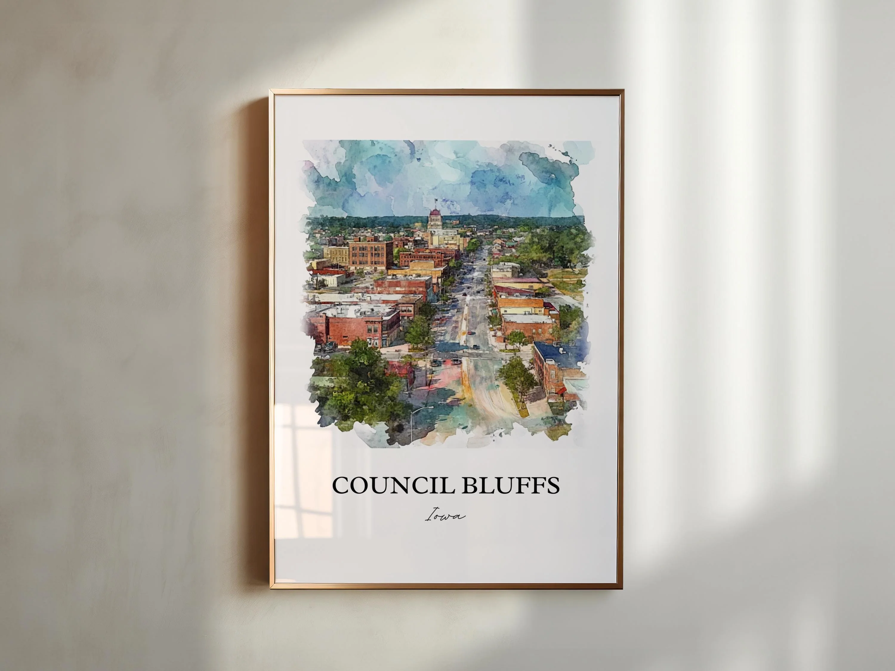 Council Bluffs, Iowa, Iowa – Watercolor Art Print - Image 4