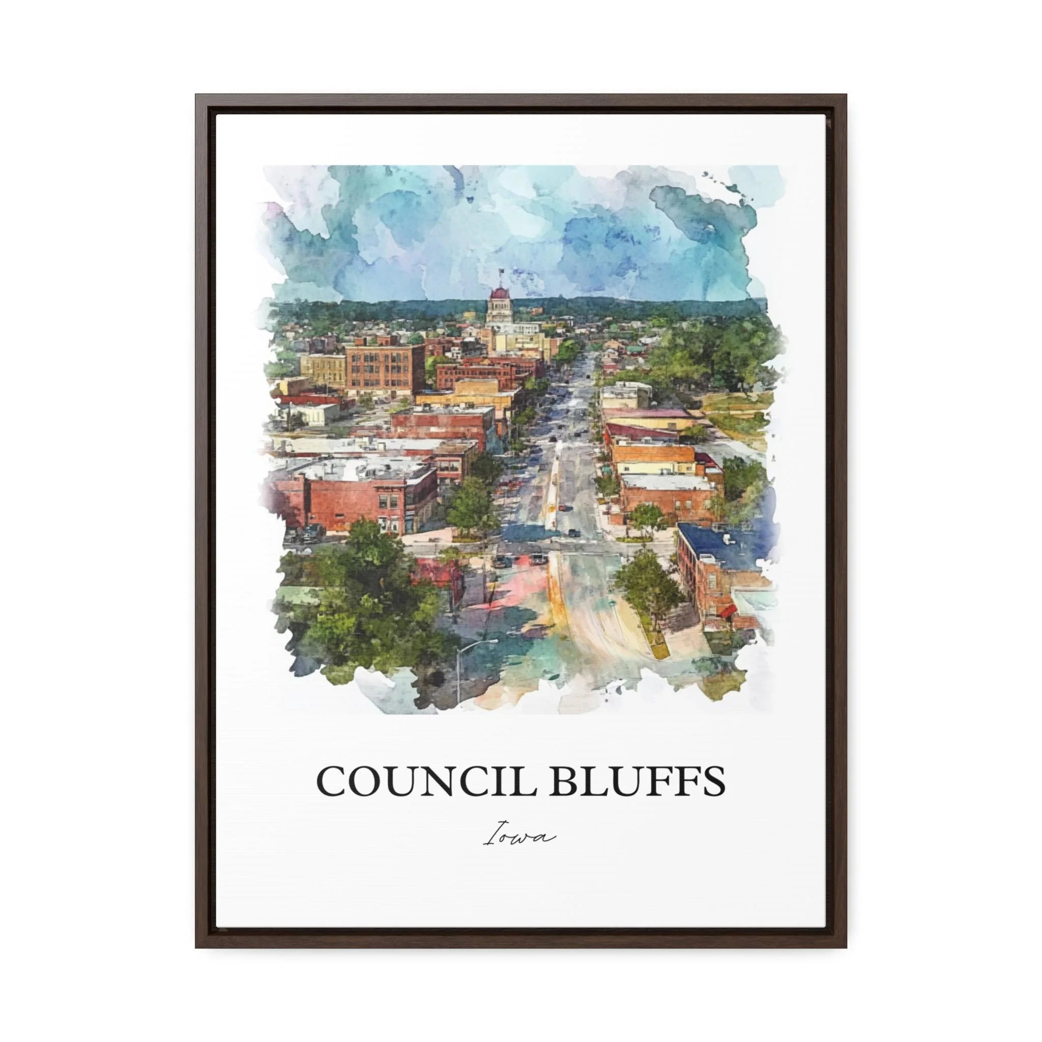 Council Bluffs, Iowa, Iowa – Watercolor Art Print - Image 7