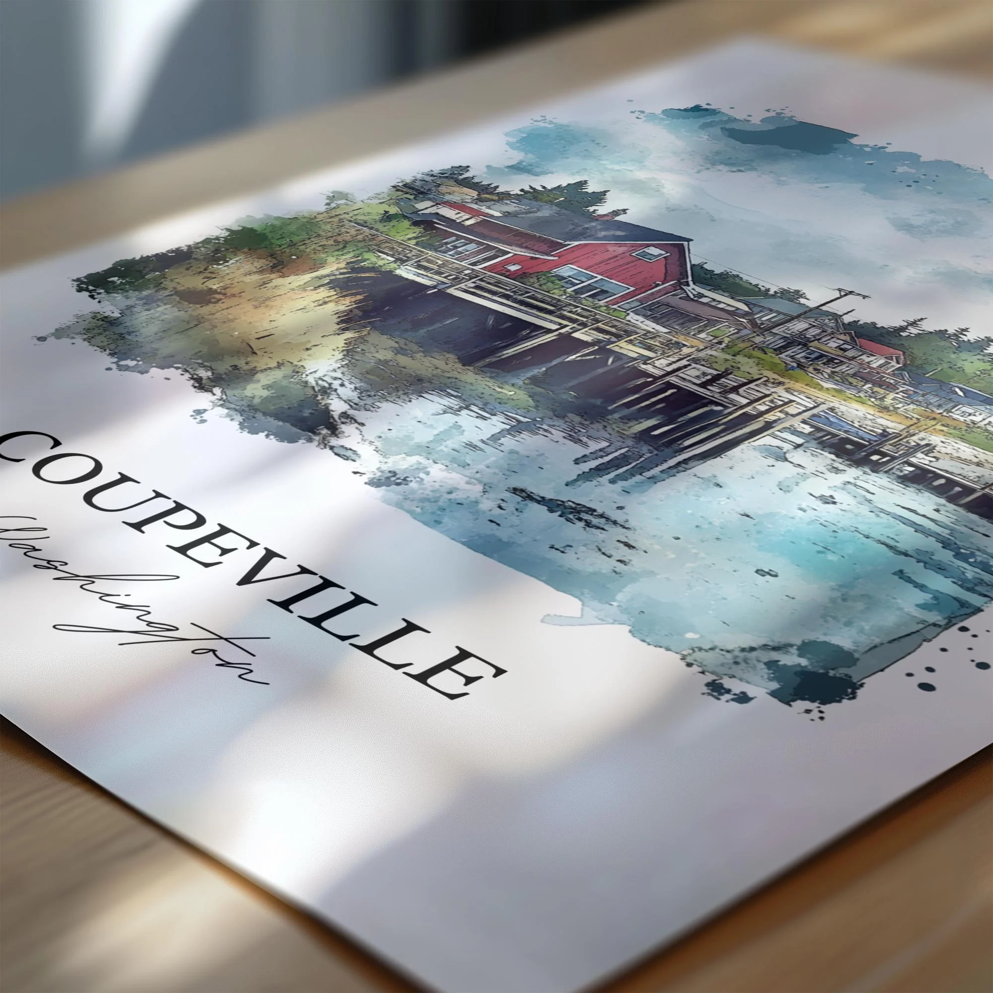 Coupeville, USA – Watercolor Art Print - Image 2