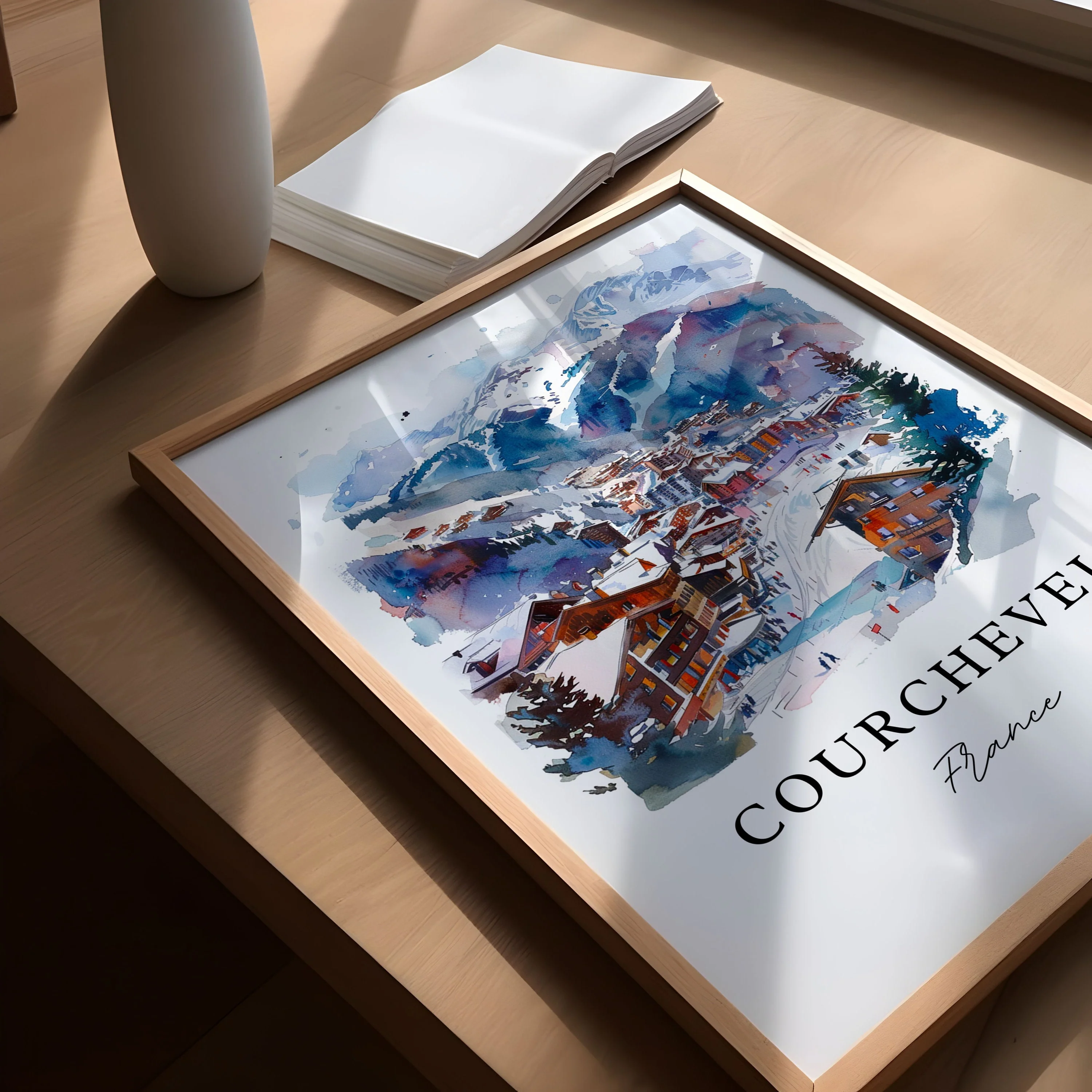 Courchevel, France – Watercolor Art Print - Image 3