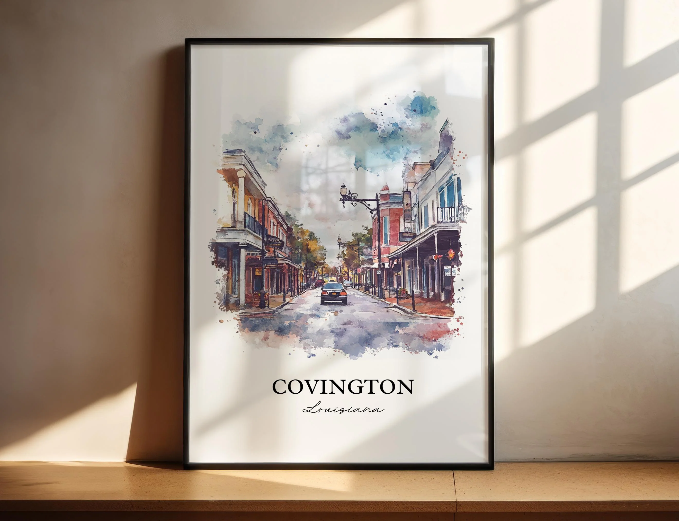 Covington, Louisiana, USA – Watercolor Art Print