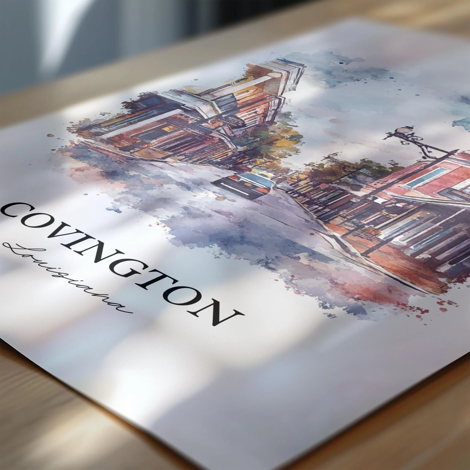 Covington, Louisiana, USA – Watercolor Art Print - Image 2