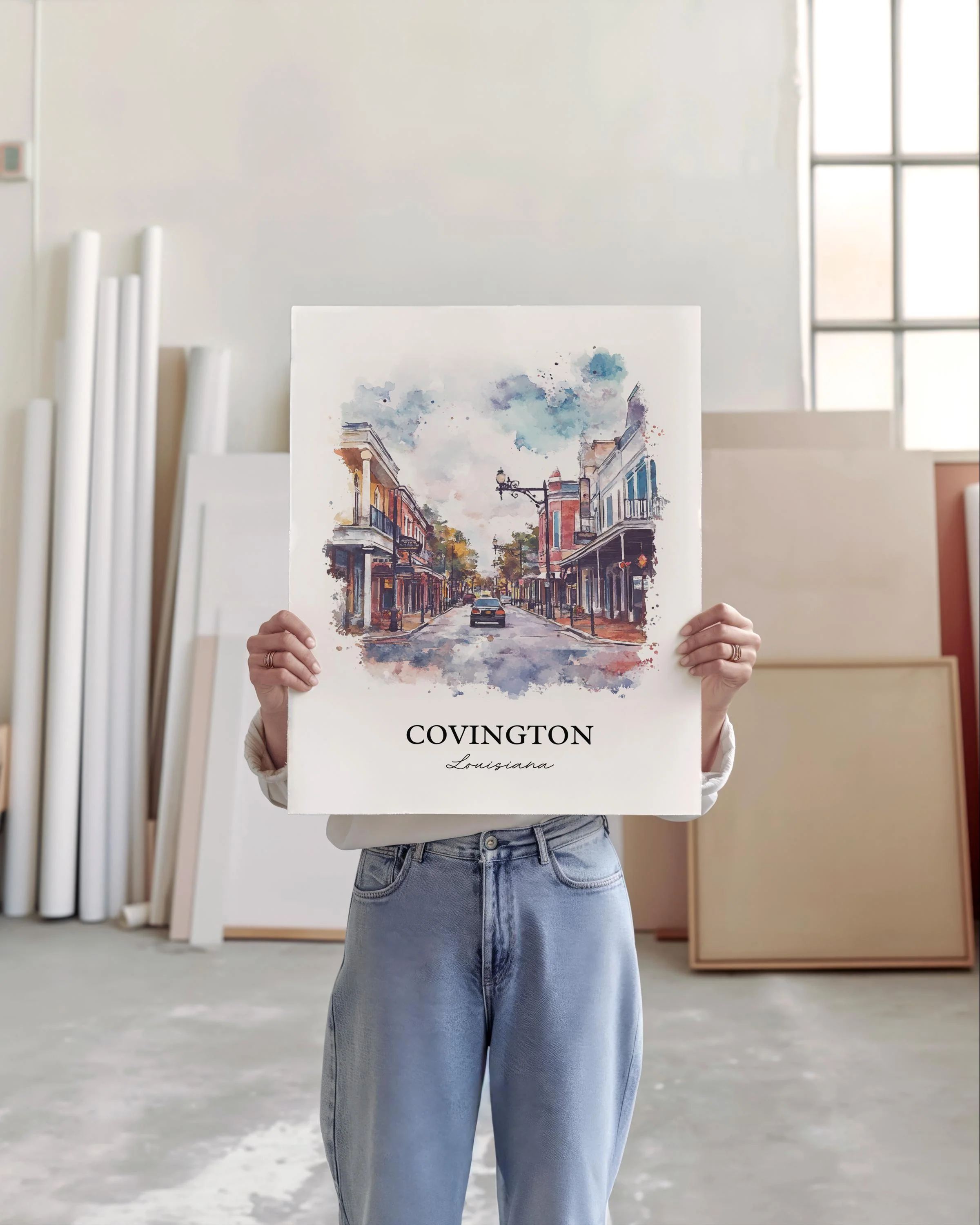 Covington, Louisiana, USA – Watercolor Art Print - Image 3