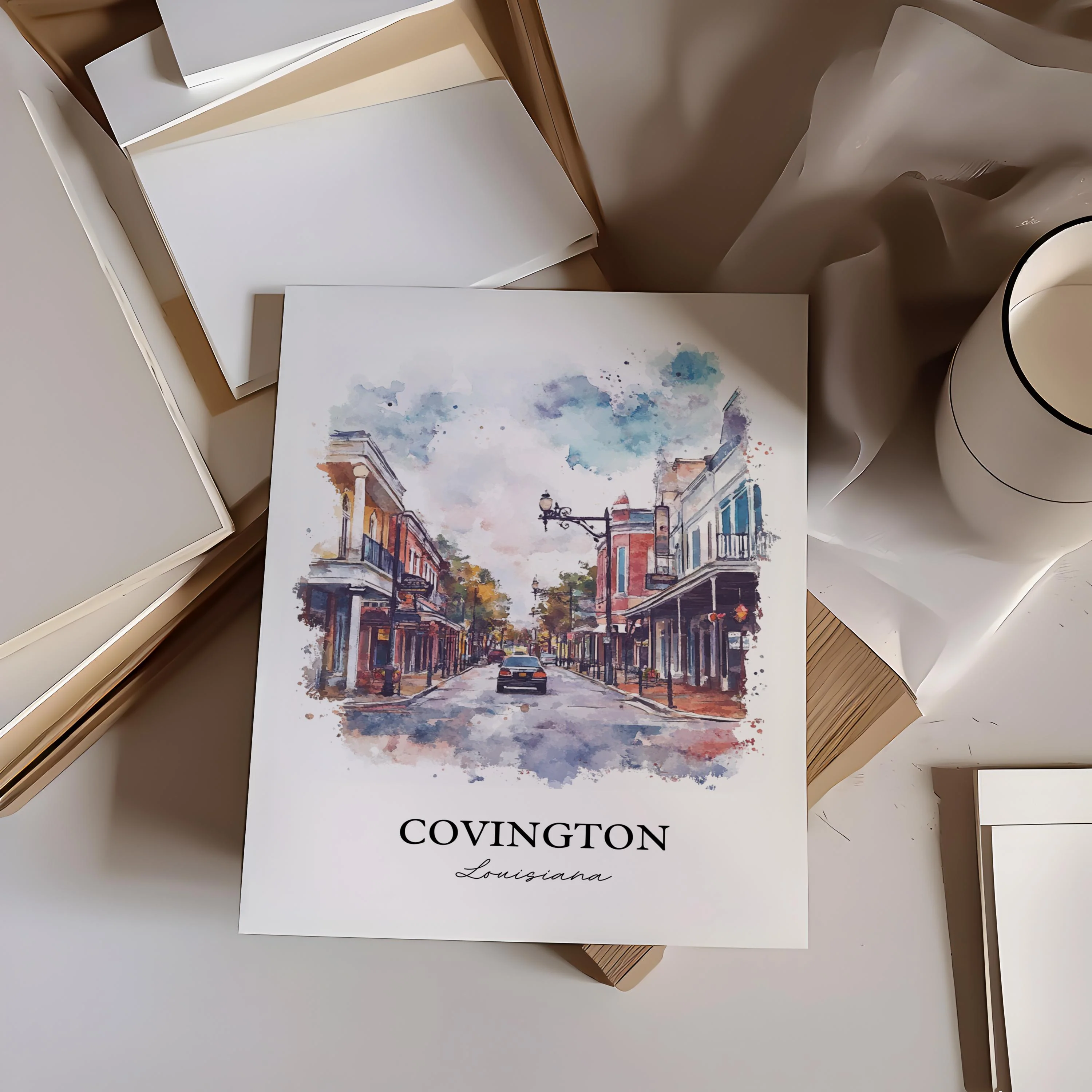 Covington, Louisiana, USA – Watercolor Art Print - Image 4