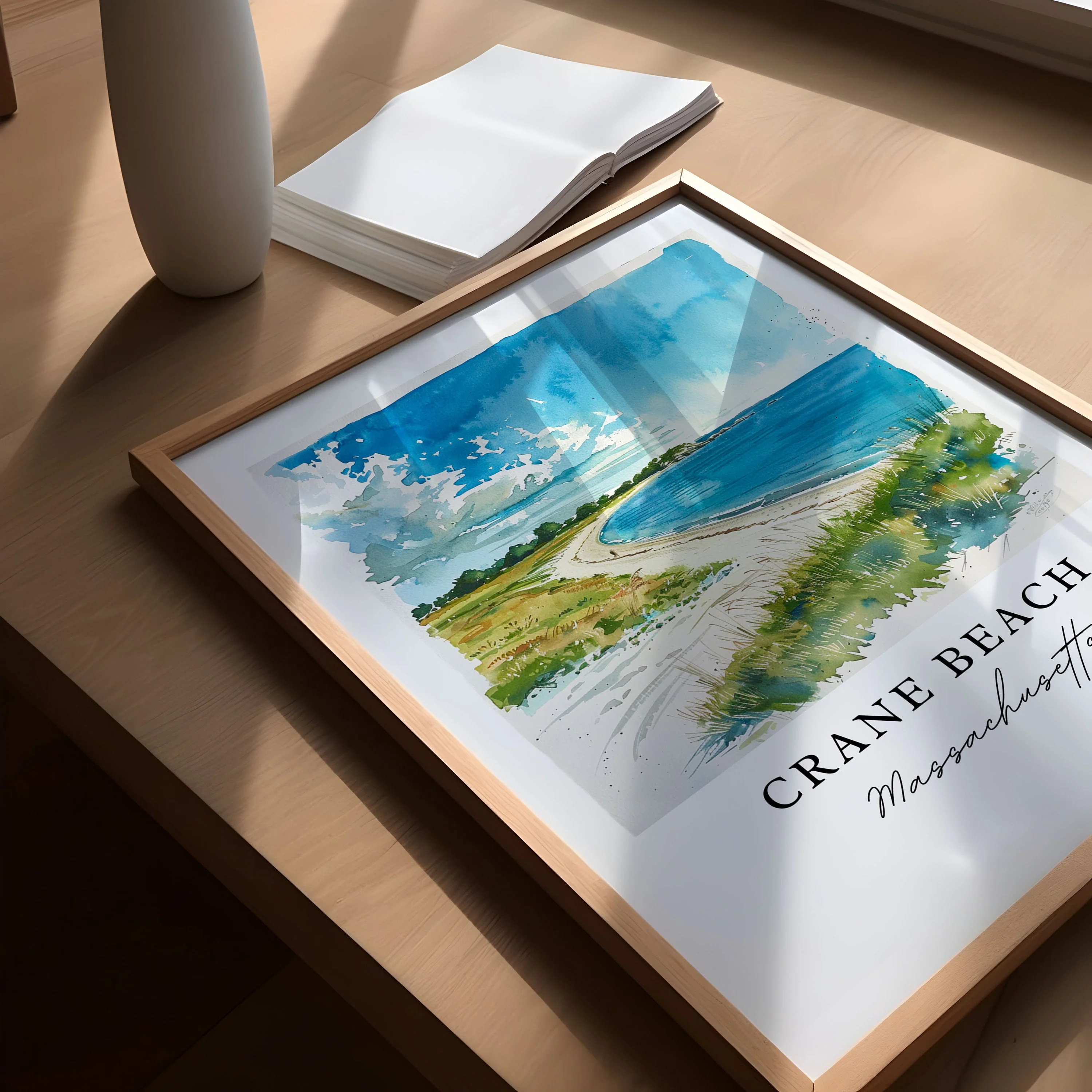 Crane Beach, MA, USA – Watercolor Art Print - Image 2