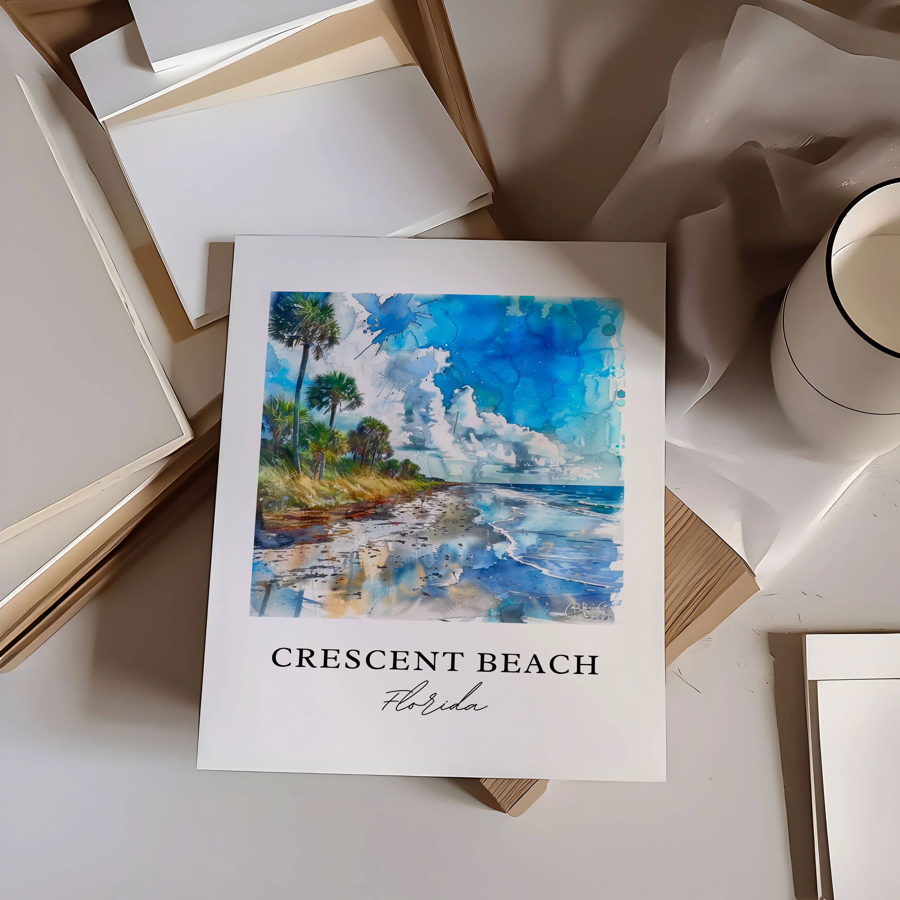 Crescent Beach, FL, USA – Watercolor Art Print - Image 2