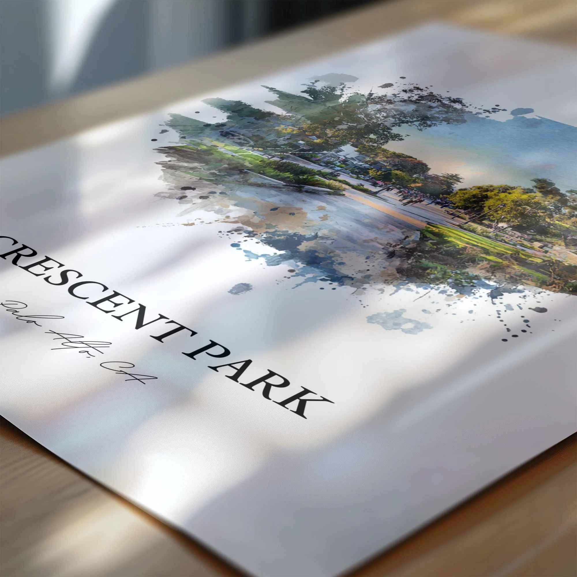 Crescent Park, California – Watercolor Art Print - Image 2