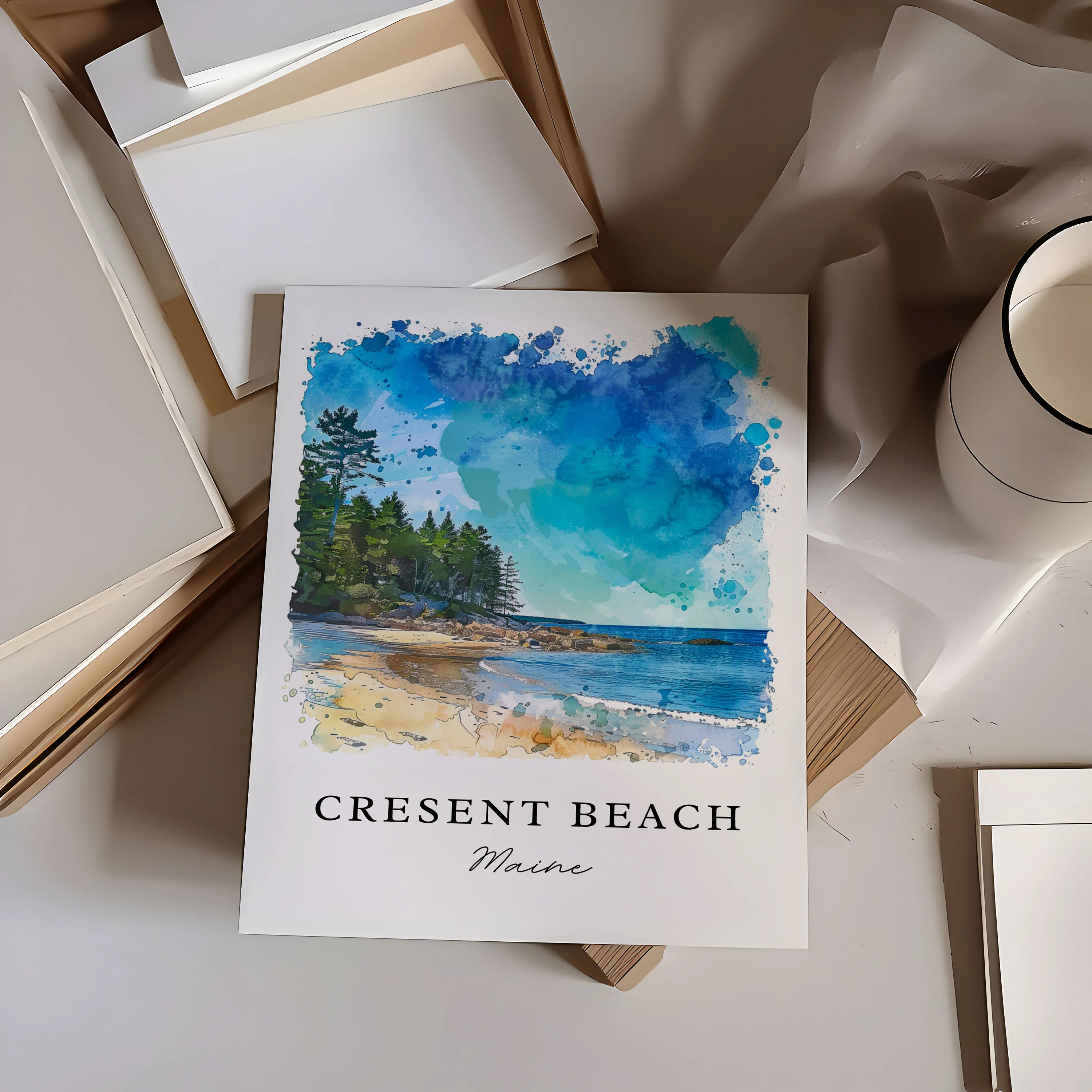 Cape Elizabeth, Maine, Maine – Watercolor Art Print - Image 2