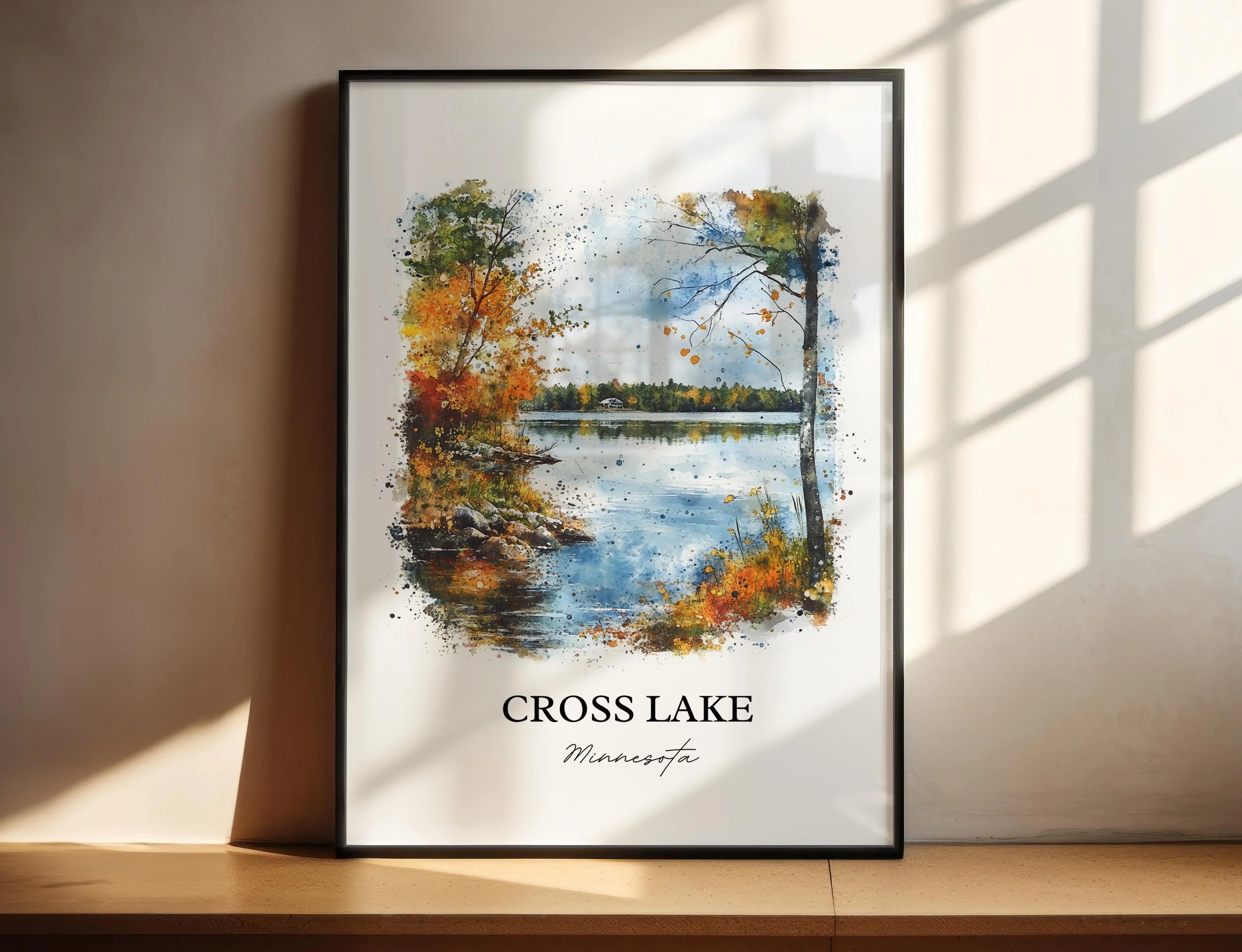 Cross Lake, MN, USA – Watercolor Art Print