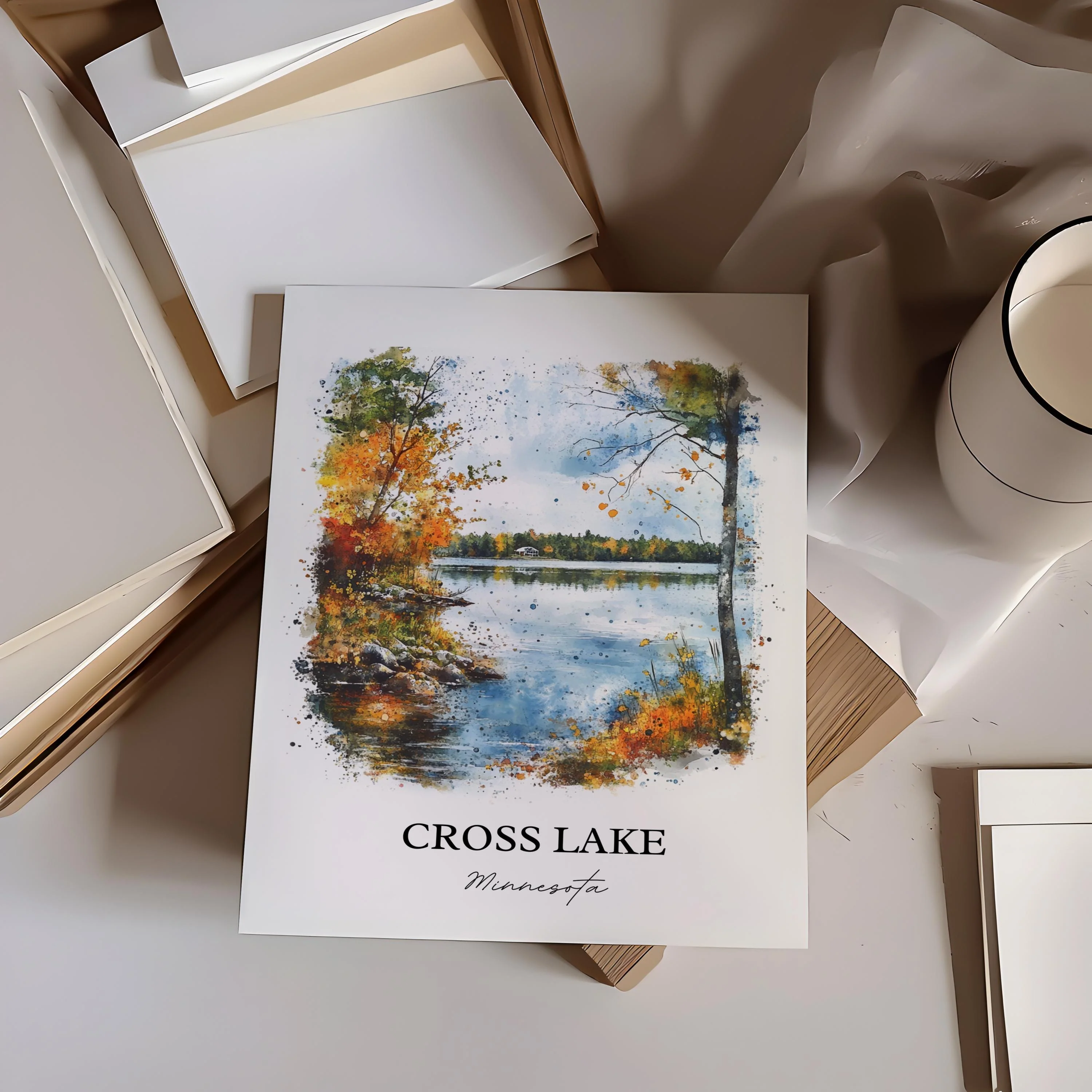 Cross Lake, MN, USA – Watercolor Art Print - Image 5