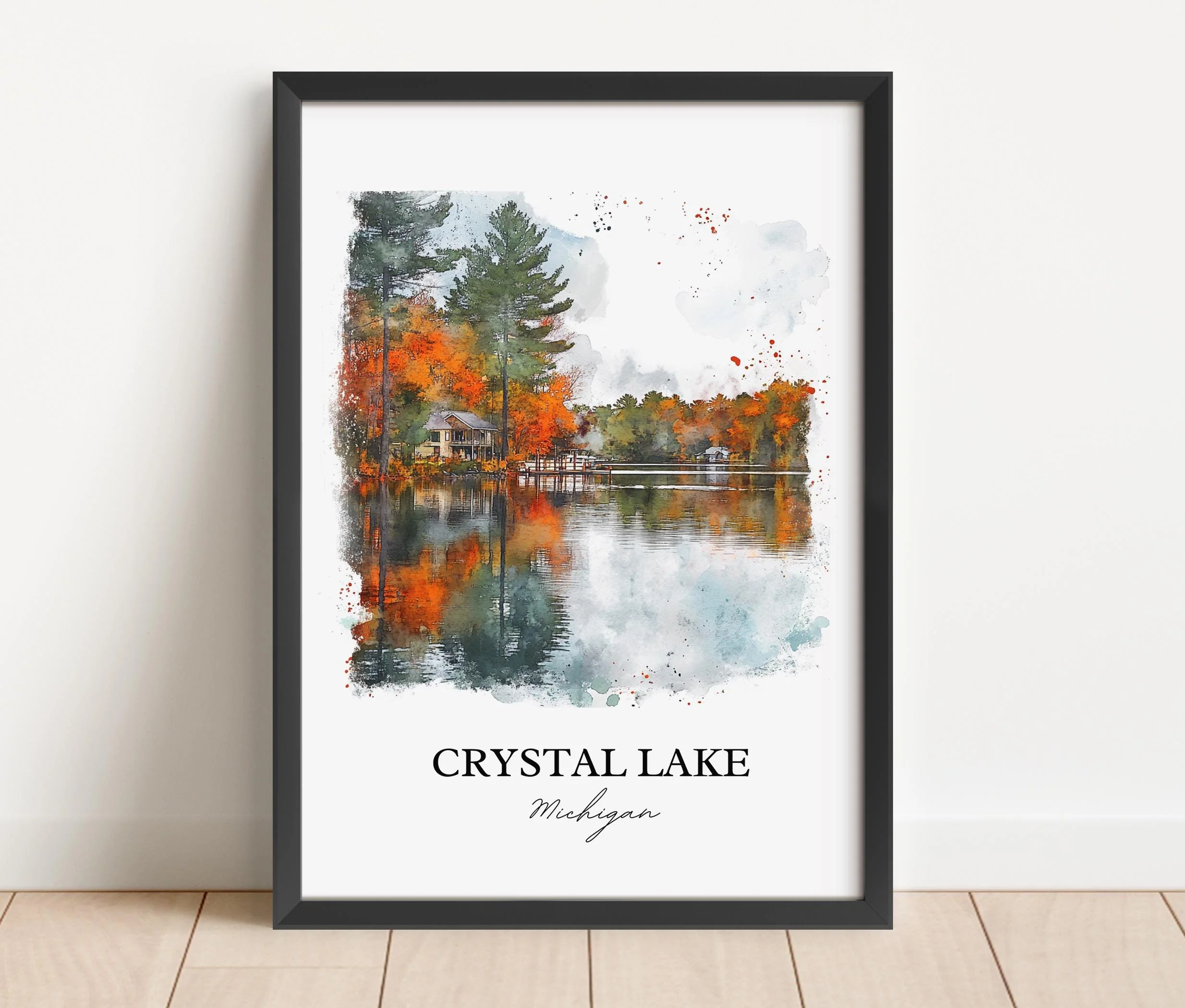 Crystal Lake, Michigan, USA – Watercolor Art Print - Image 6