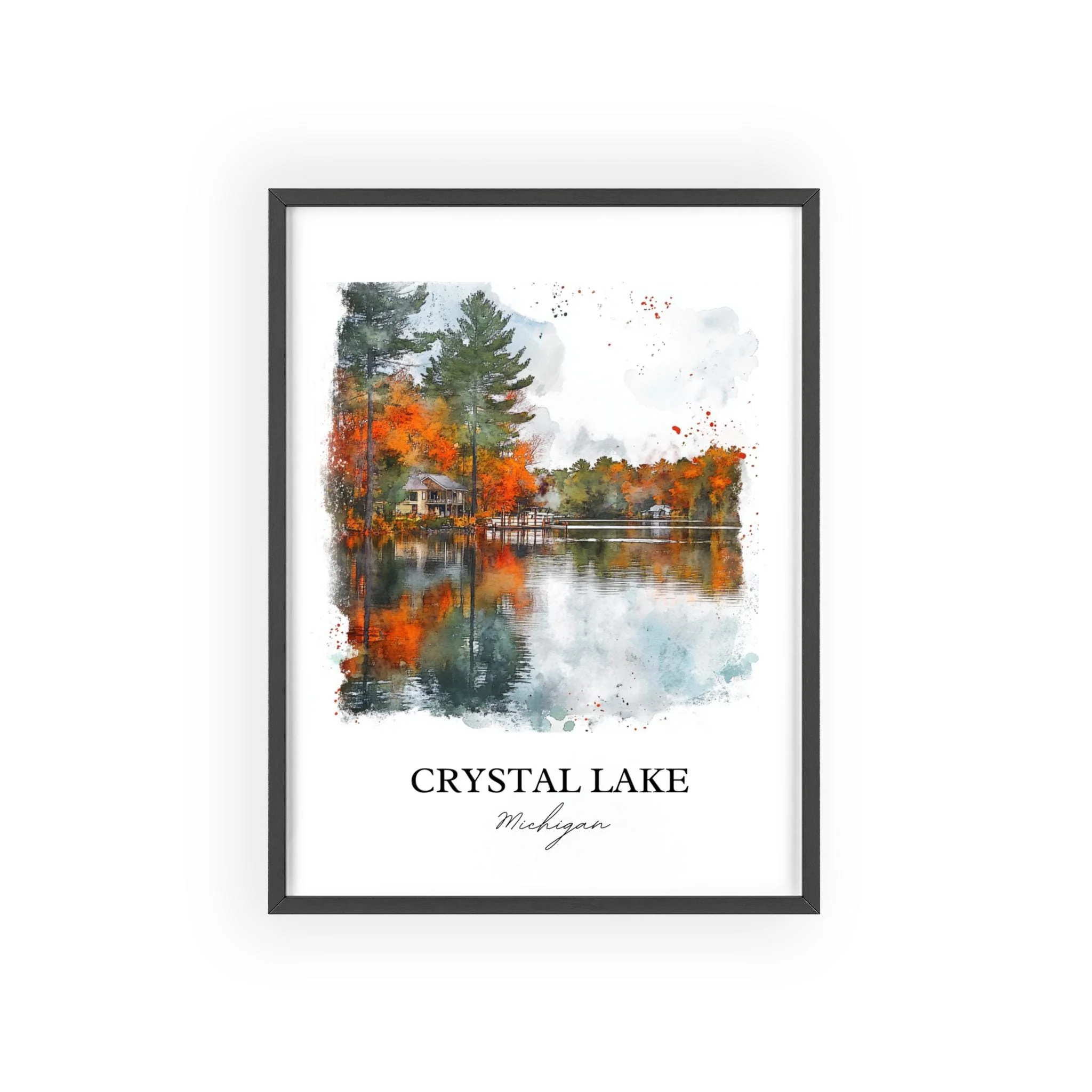 Crystal Lake, Michigan, USA – Watercolor Art Print - Image 7