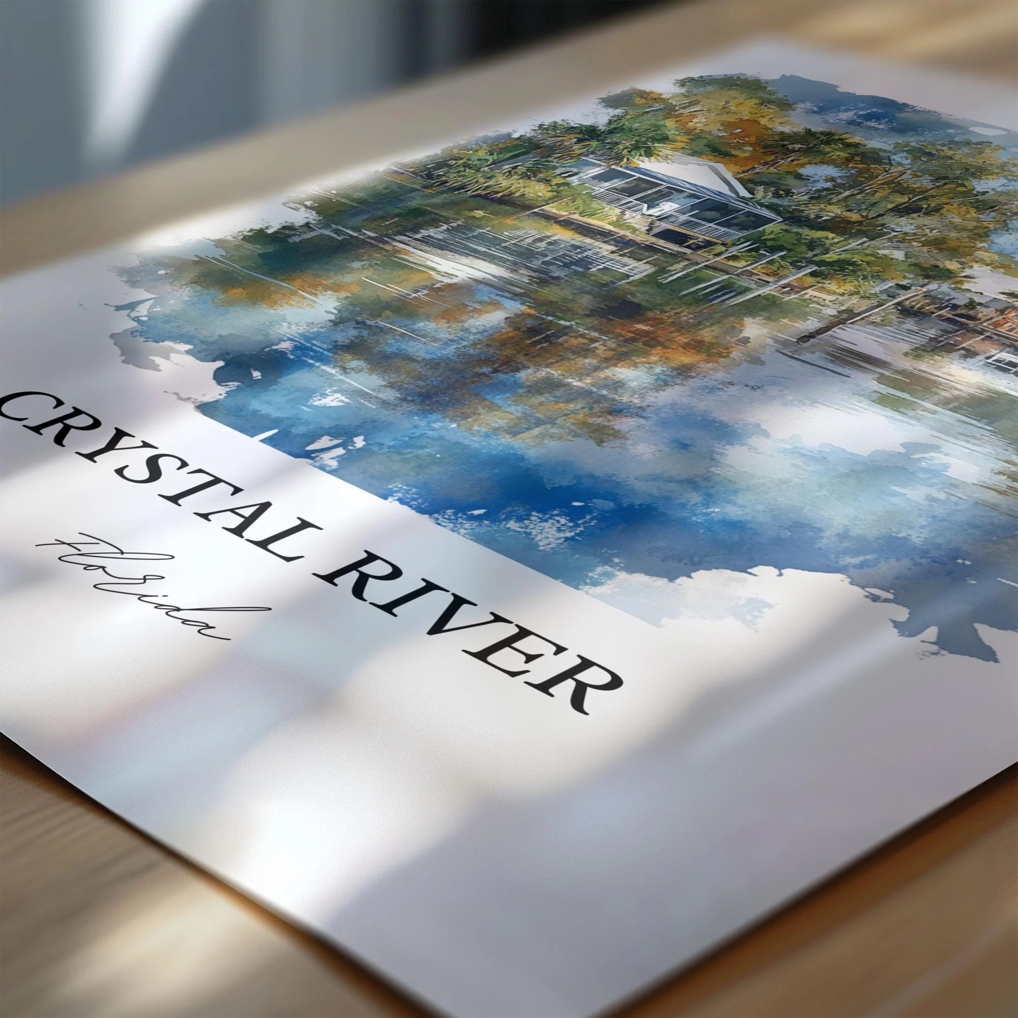 Crystal River, FL, USA – Watercolor Art Print - Image 2