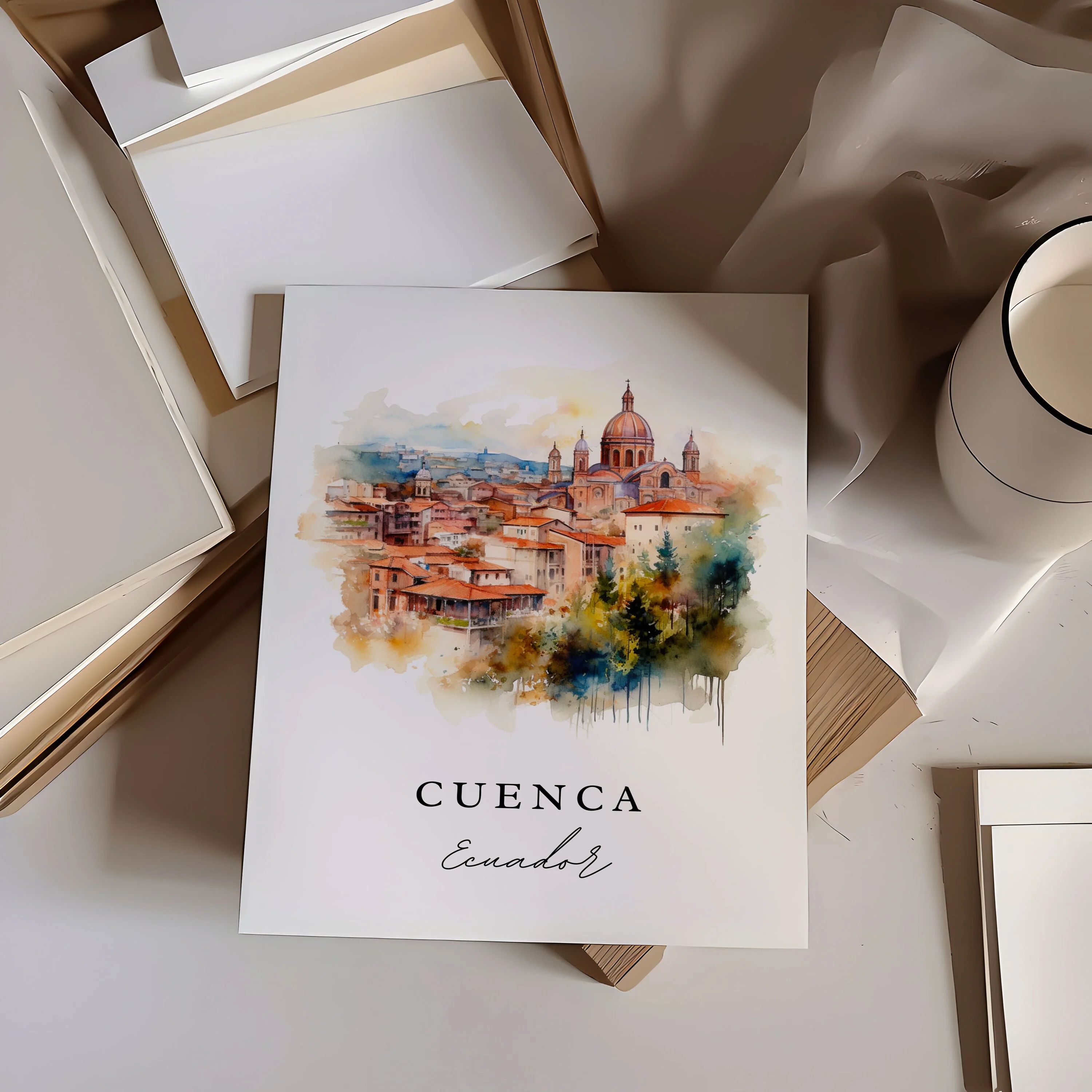 Cuenca, Ecuador – Watercolor Art Print - Image 2