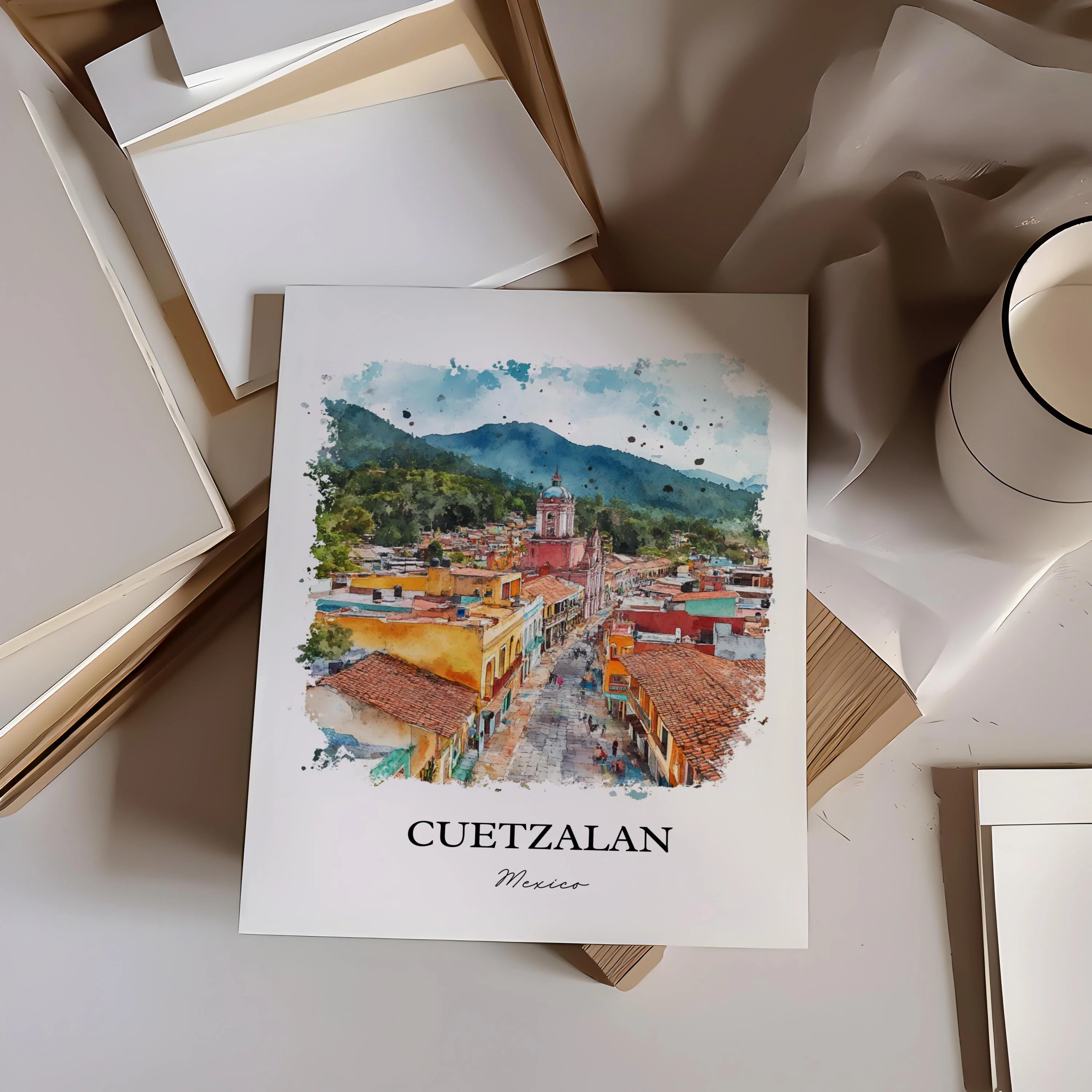 Cuetzalan, Mexico – Watercolor Art Print - Image 6