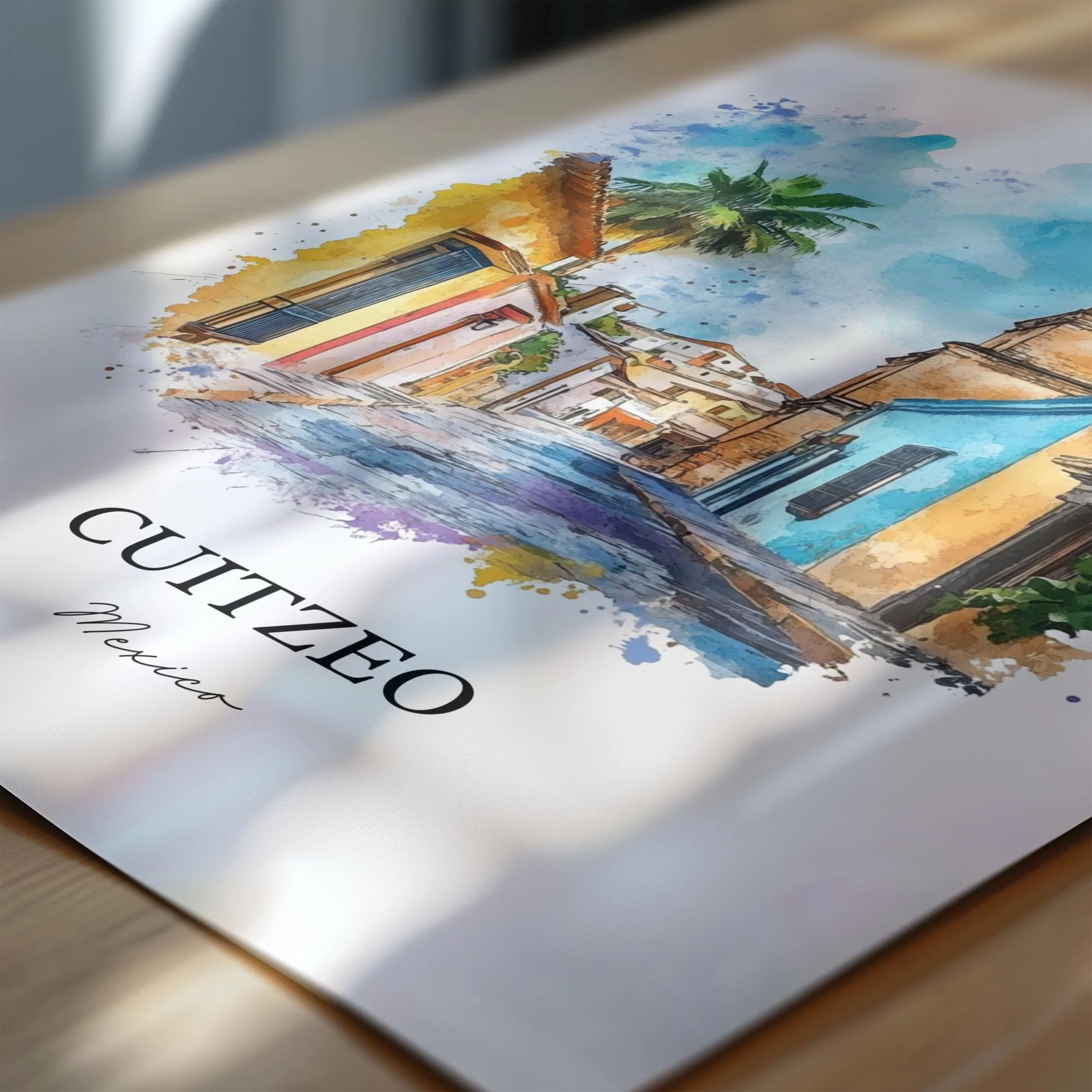 Cuitzeo, Mexico – Watercolor Art Print - Image 2