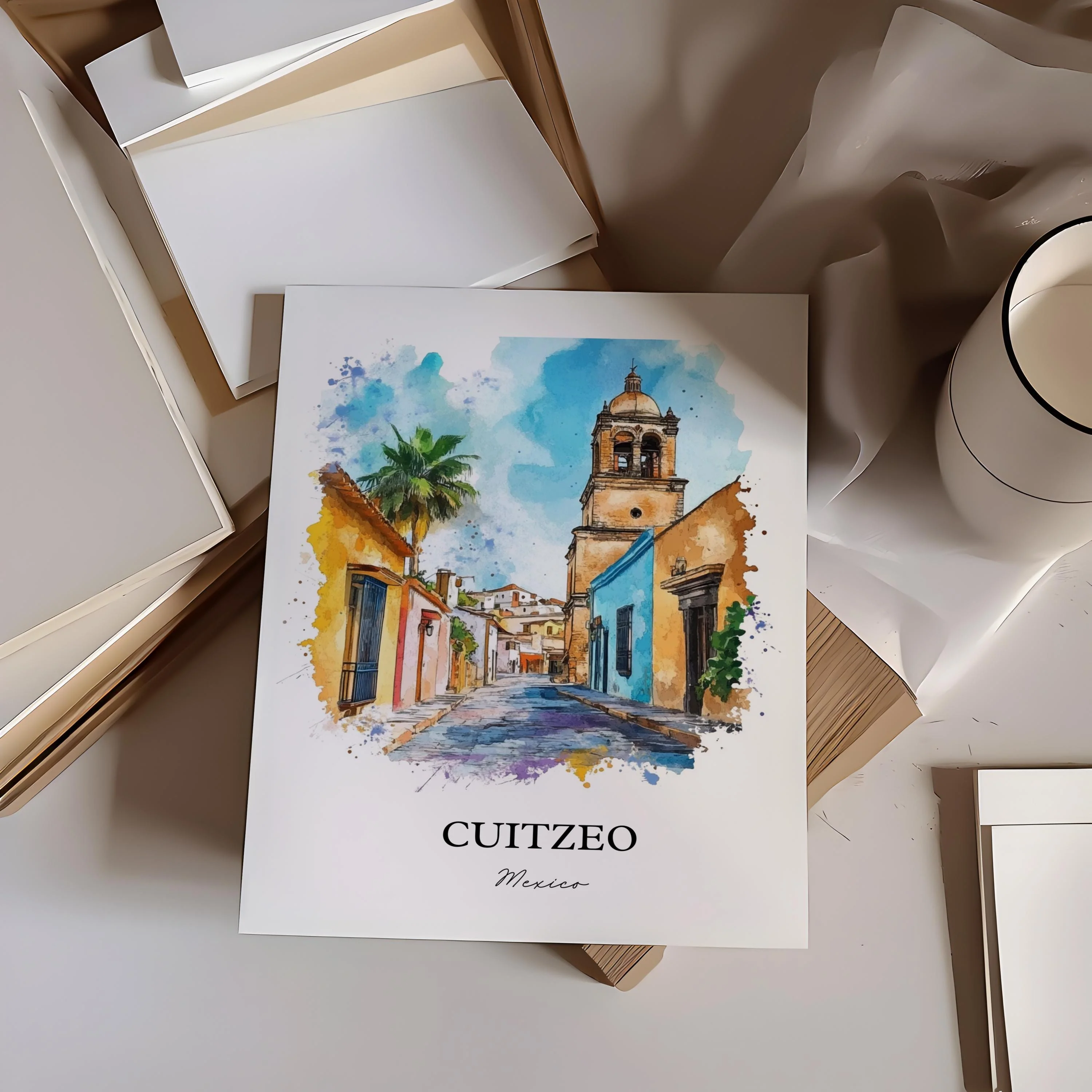 Cuitzeo, Mexico – Watercolor Art Print - Image 6