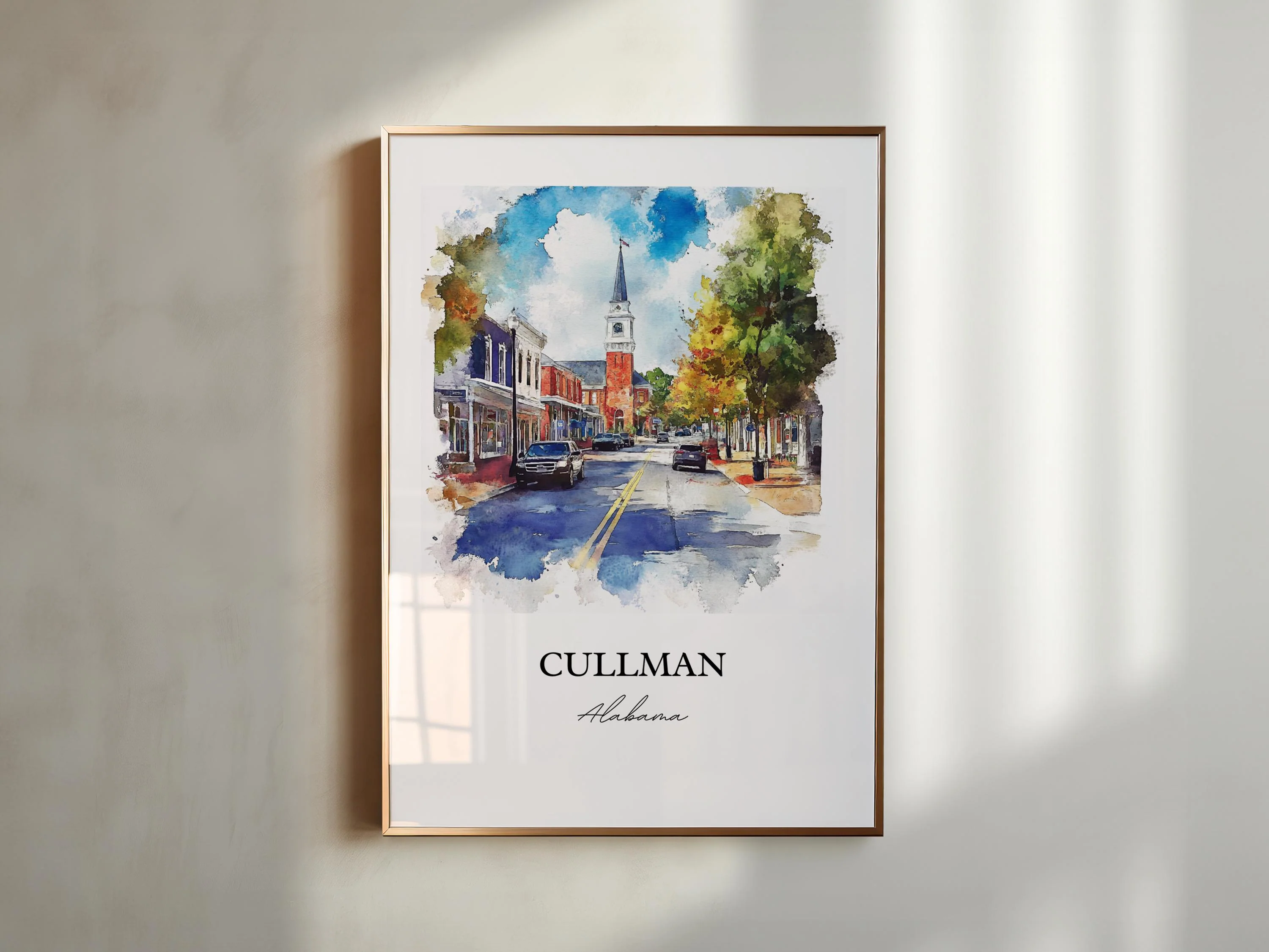 Cullman, Alabama Watercolor Art Print - Image 4