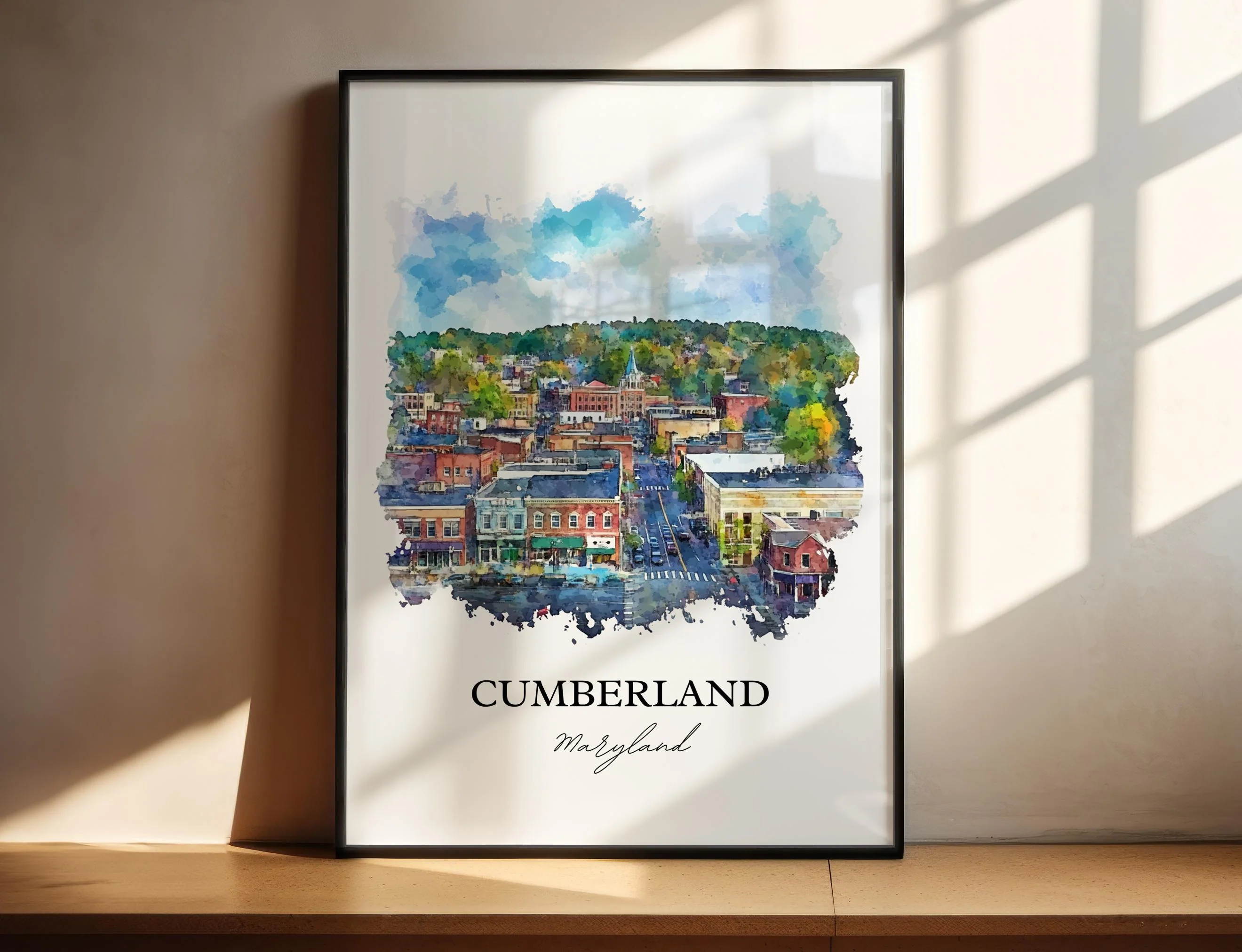 Cumberland, Maryland, USA – Watercolor Art Print