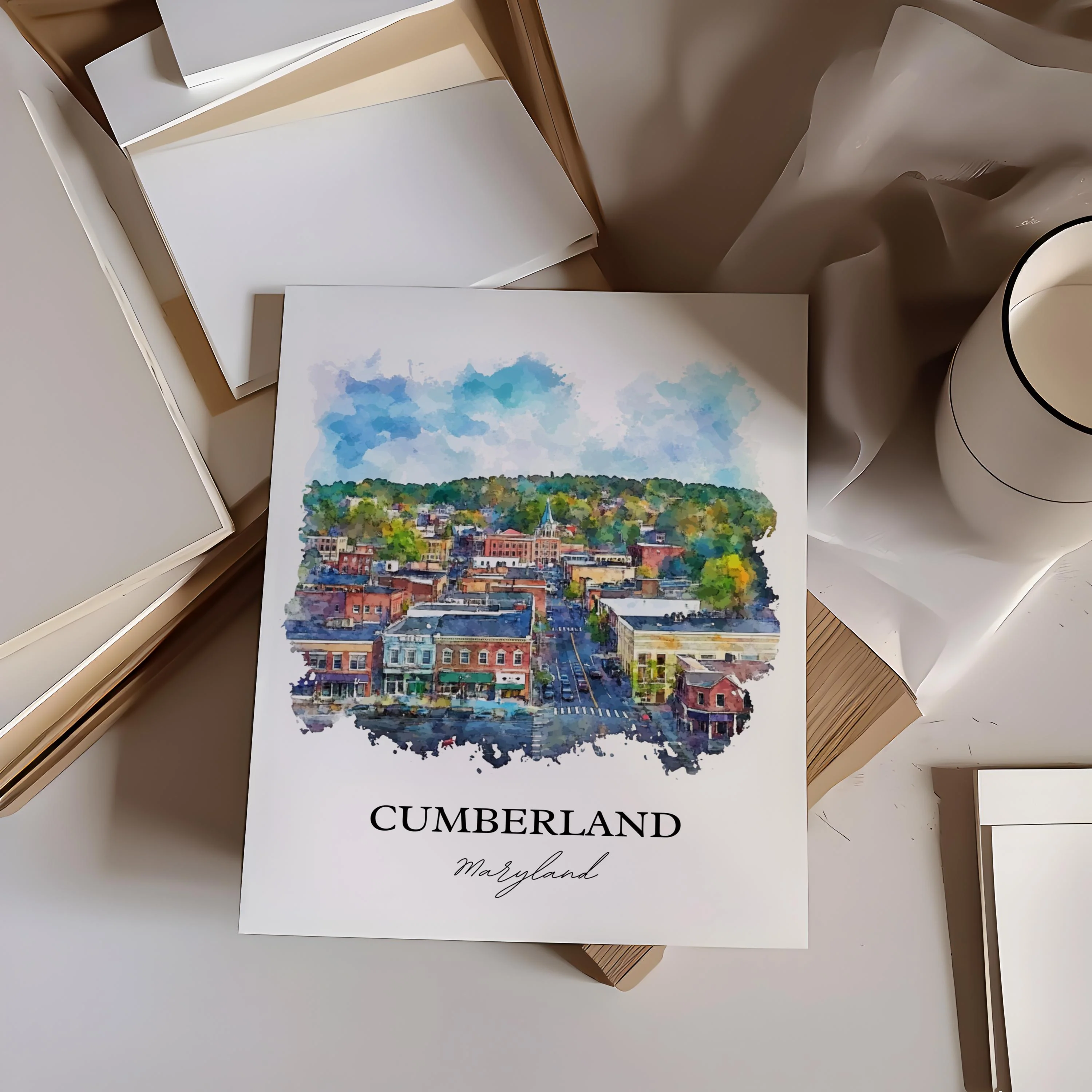Cumberland, Maryland, USA – Watercolor Art Print - Image 4