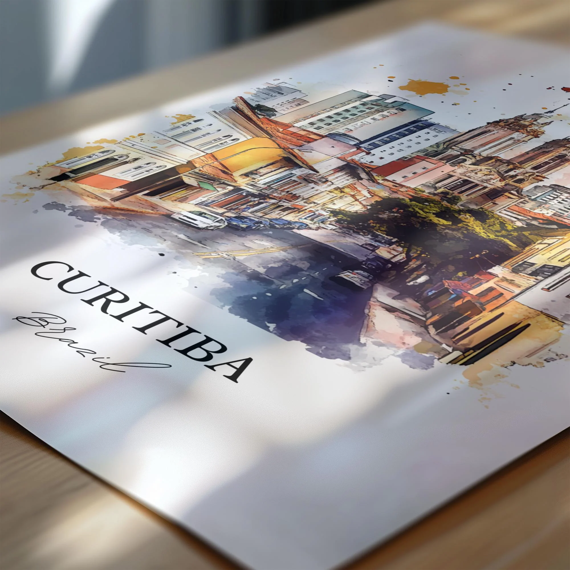 Curitiba, Brazil – Watercolor Art Print - Image 2