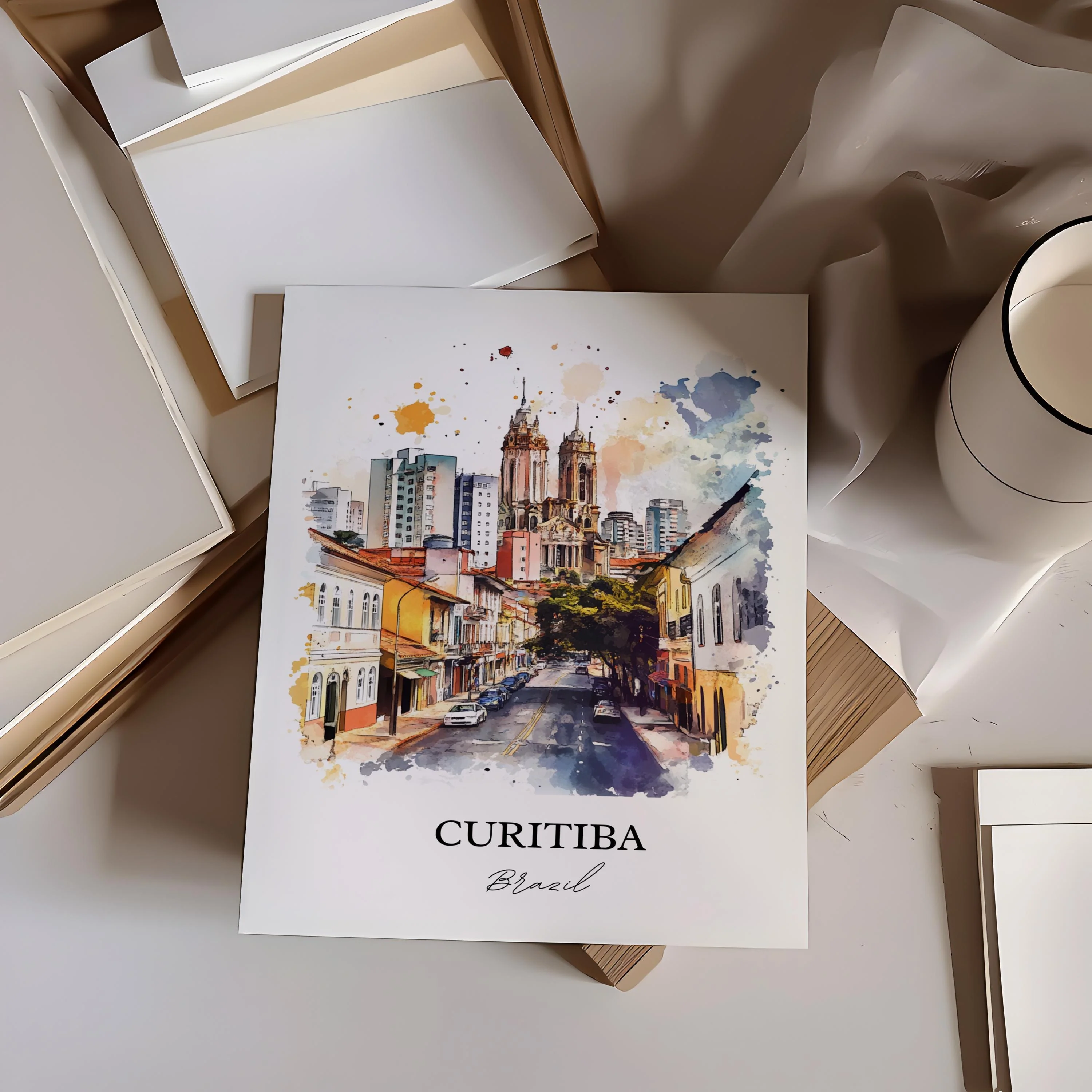 Curitiba, Brazil – Watercolor Art Print - Image 6