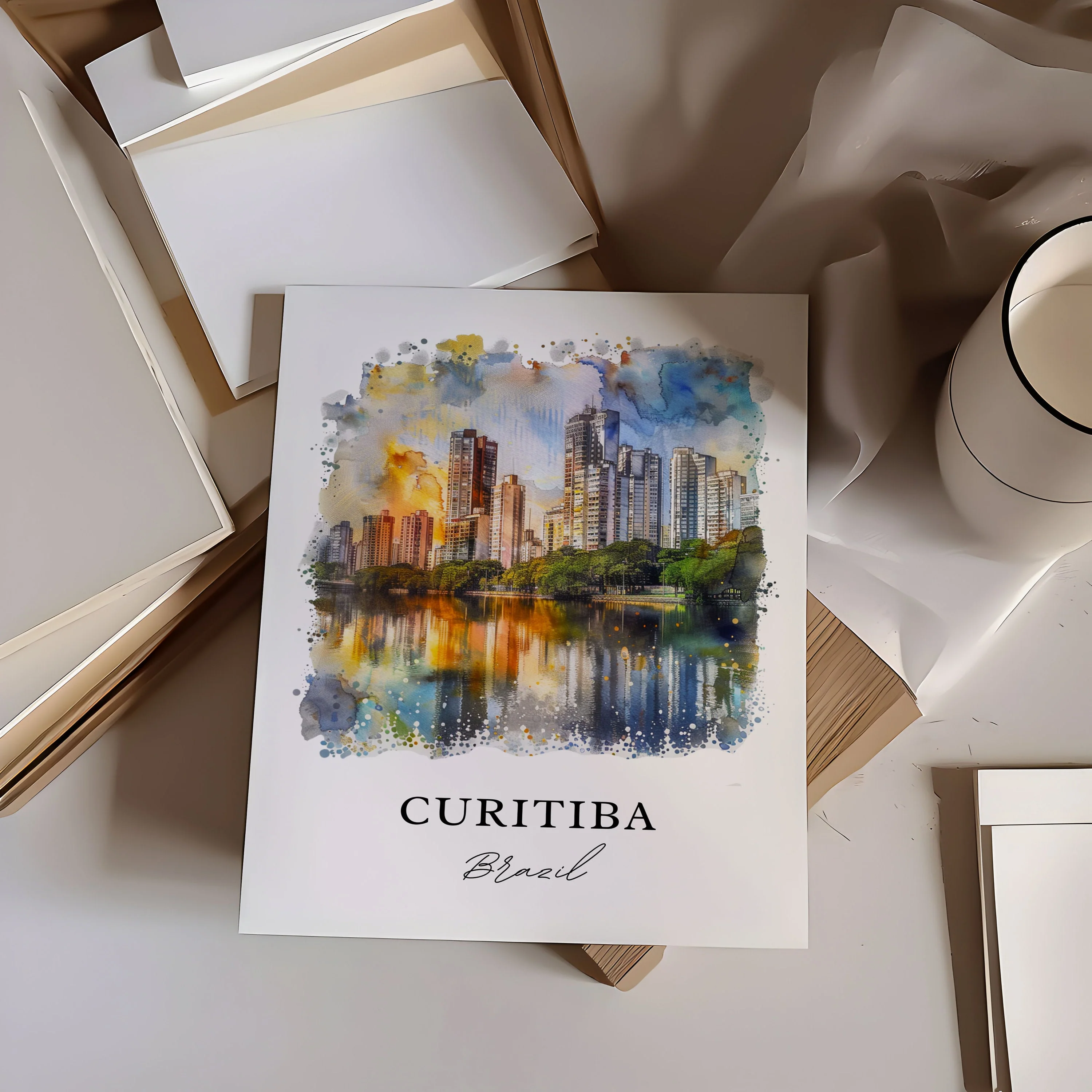 Curtibia, Brazil – Watercolor Art Print - Image 2