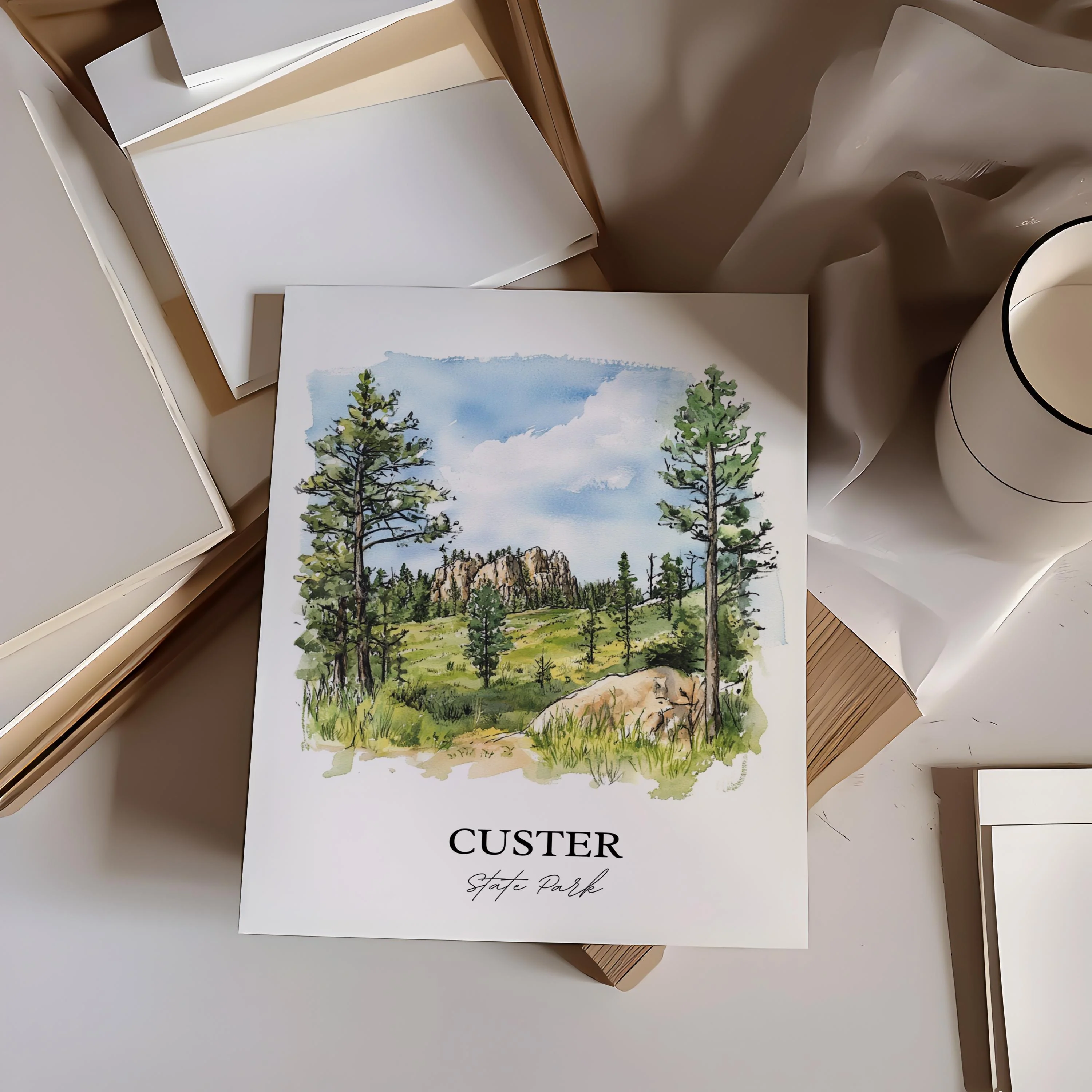 Custer State Park, South Dakota – Watercolor Art Print - Image 4