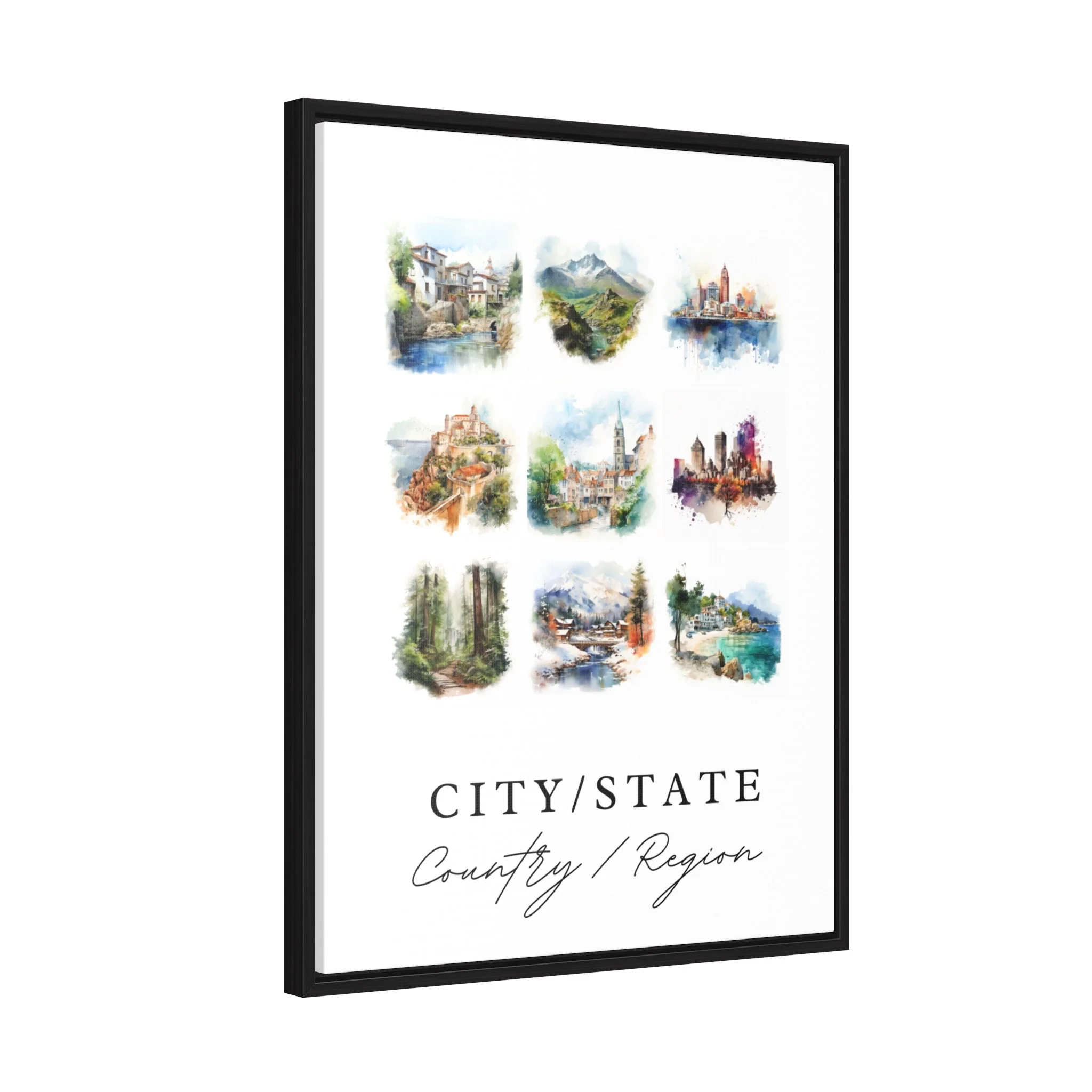Custom Location, World – Watercolor Art Print - Image 3
