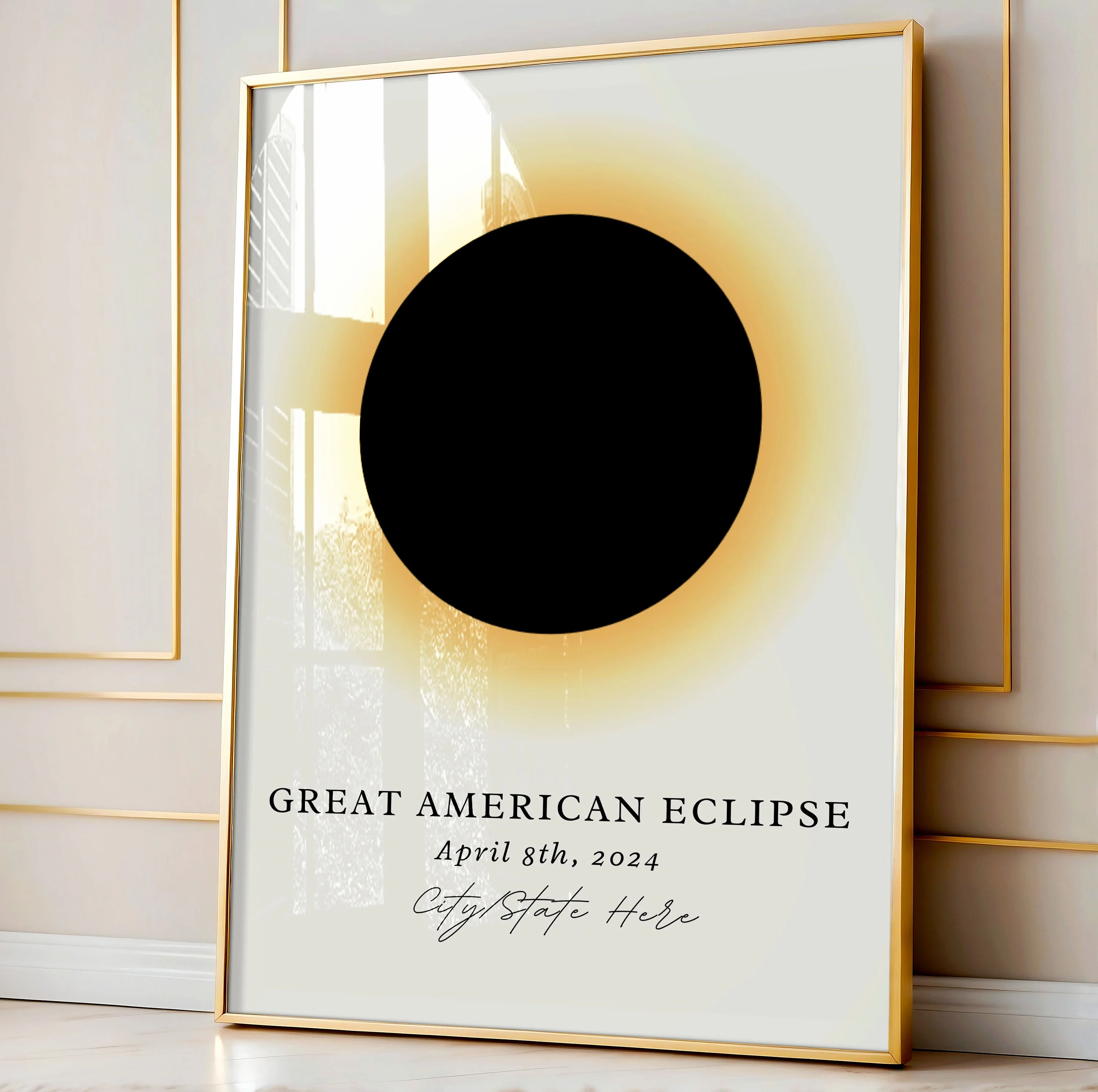 Custom Town, USA – Watercolor Art Print Eclipse 2024 - Image 4