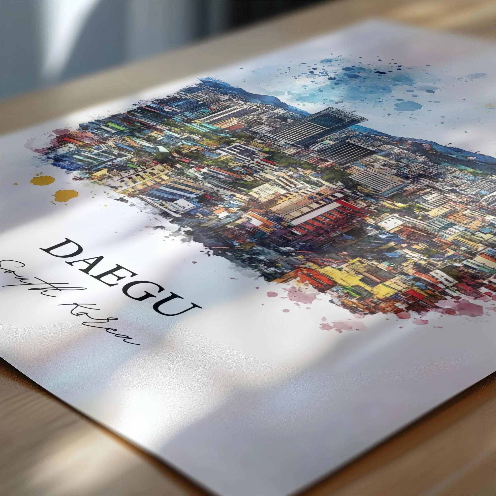 Daegu, South Korea – Watercolor Art Print - Image 2