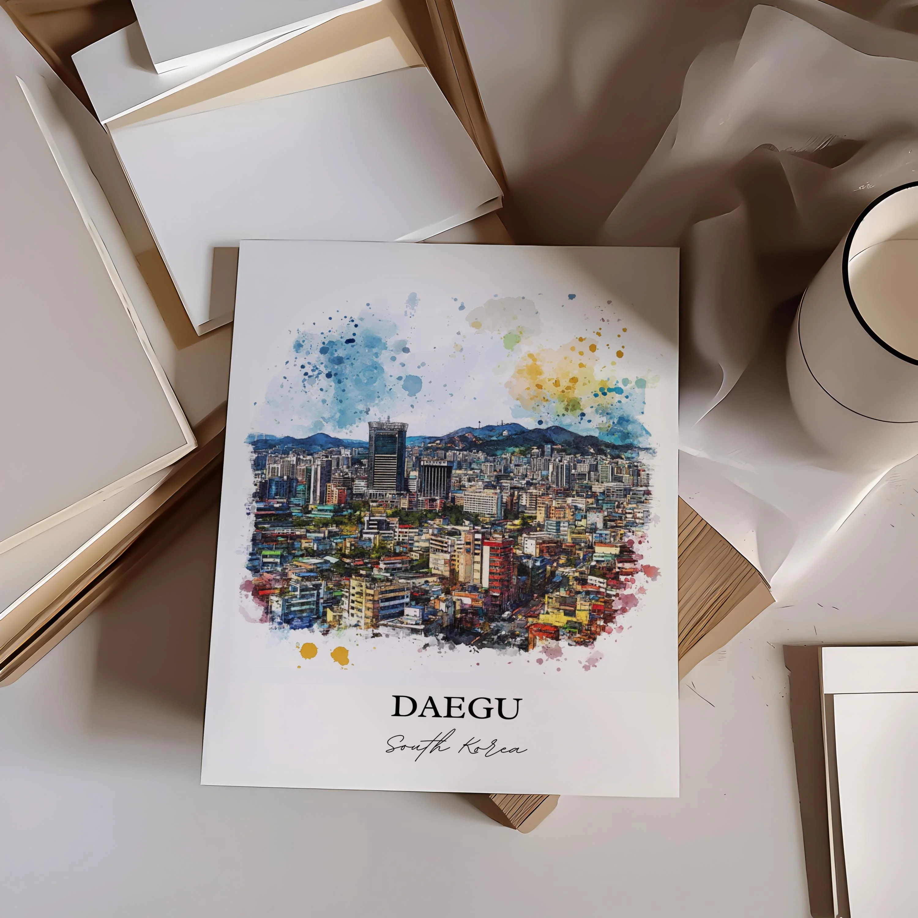 Daegu, South Korea – Watercolor Art Print - Image 4