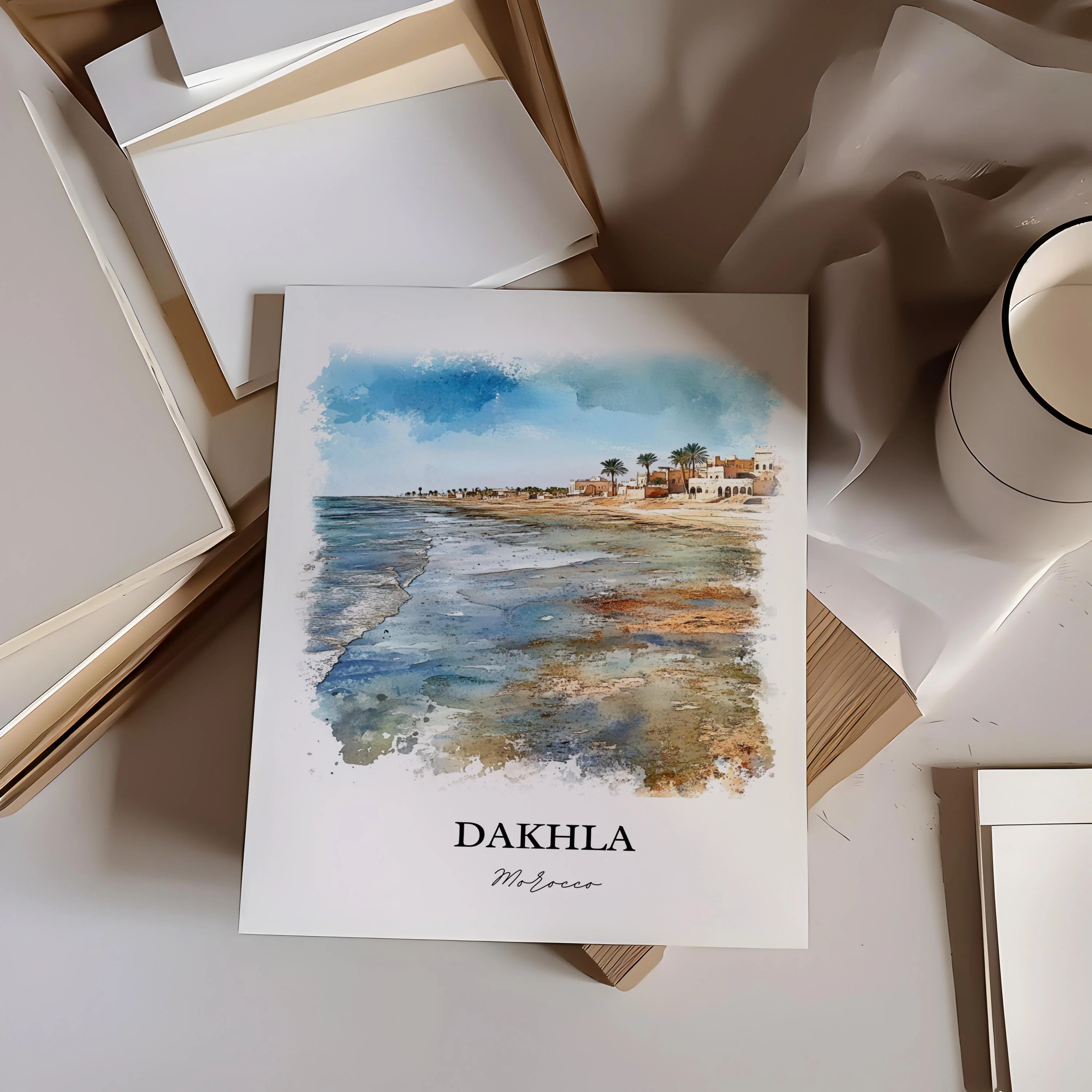 Dakhla, Morocco – Watercolor Art Print - Image 6
