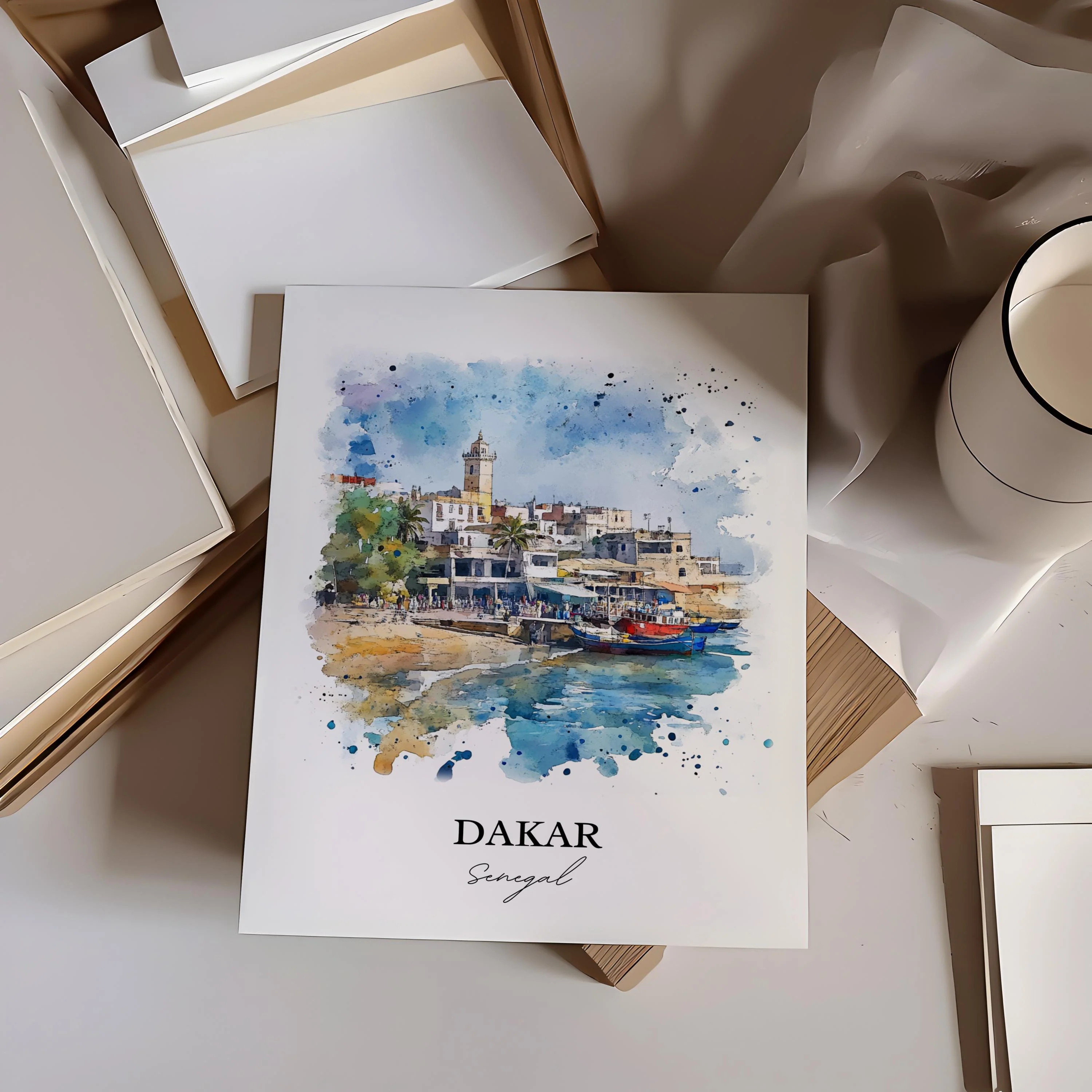 Dakar, Senegal – Watercolor Art Print - Image 4
