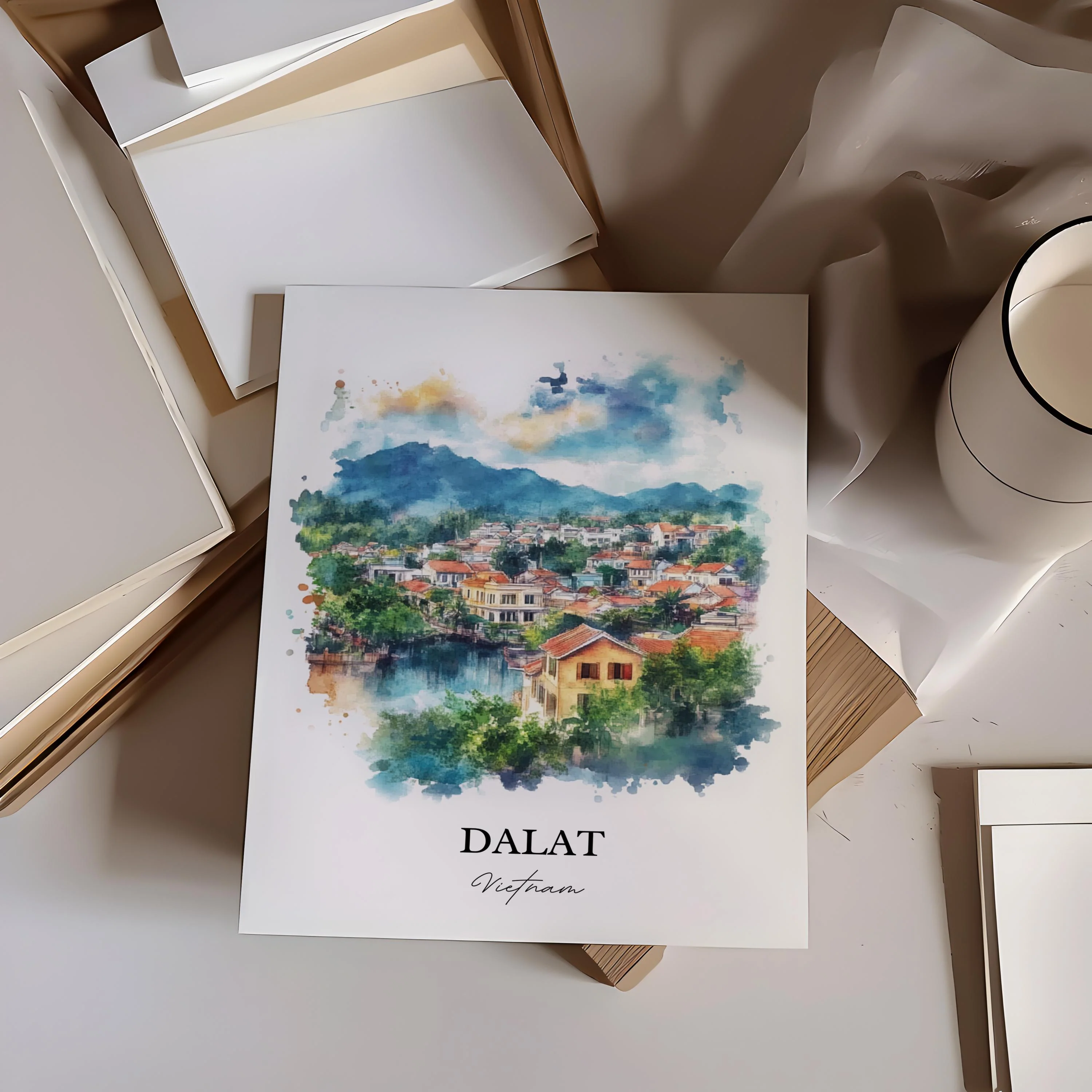 Dalat, Vietnam – Watercolor Art Print - Image 4