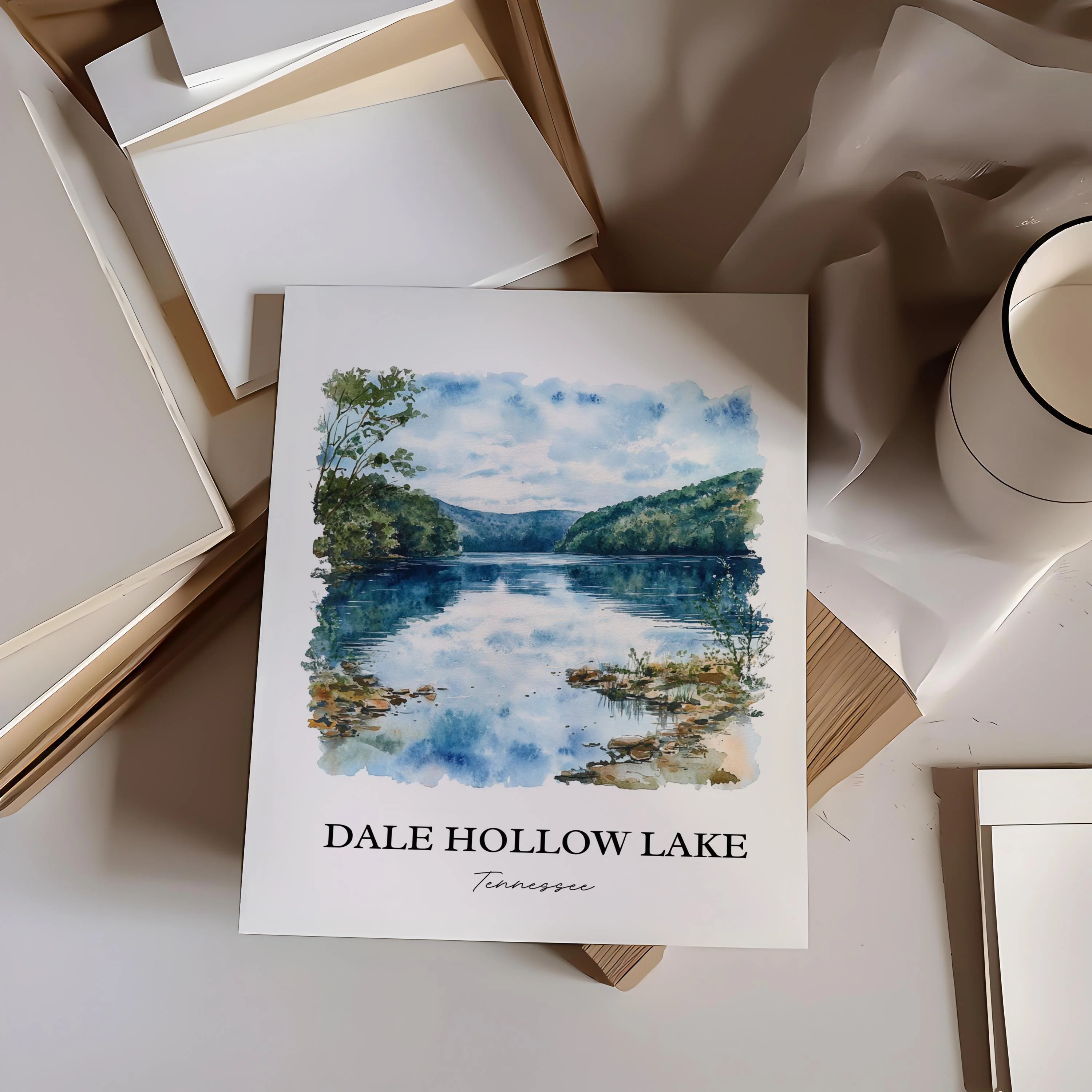 Dale Hollow Lake, USA – Watercolor Art Print - Image 5