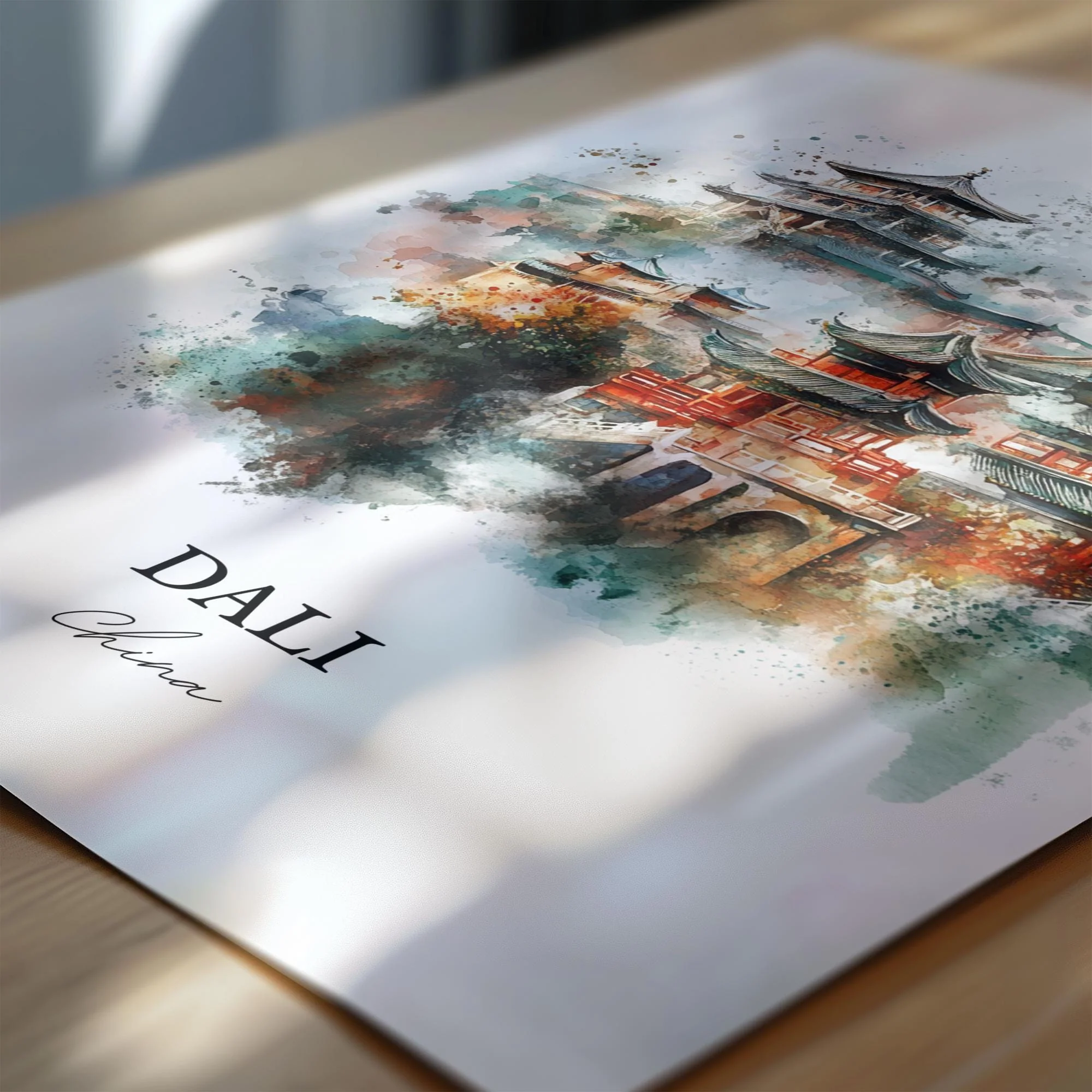 Dali, China – Watercolor Art Print - Image 2