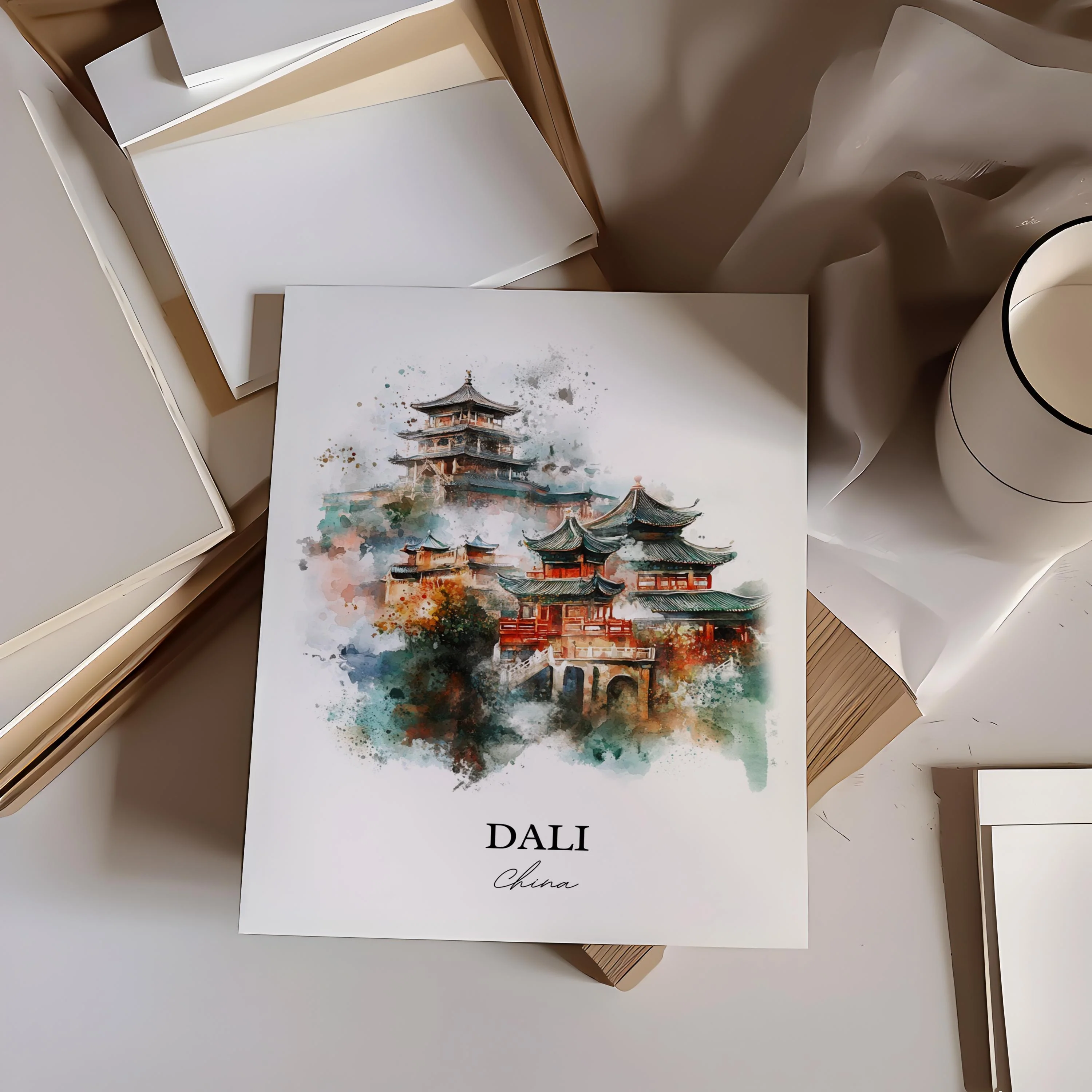Dali, China – Watercolor Art Print - Image 5