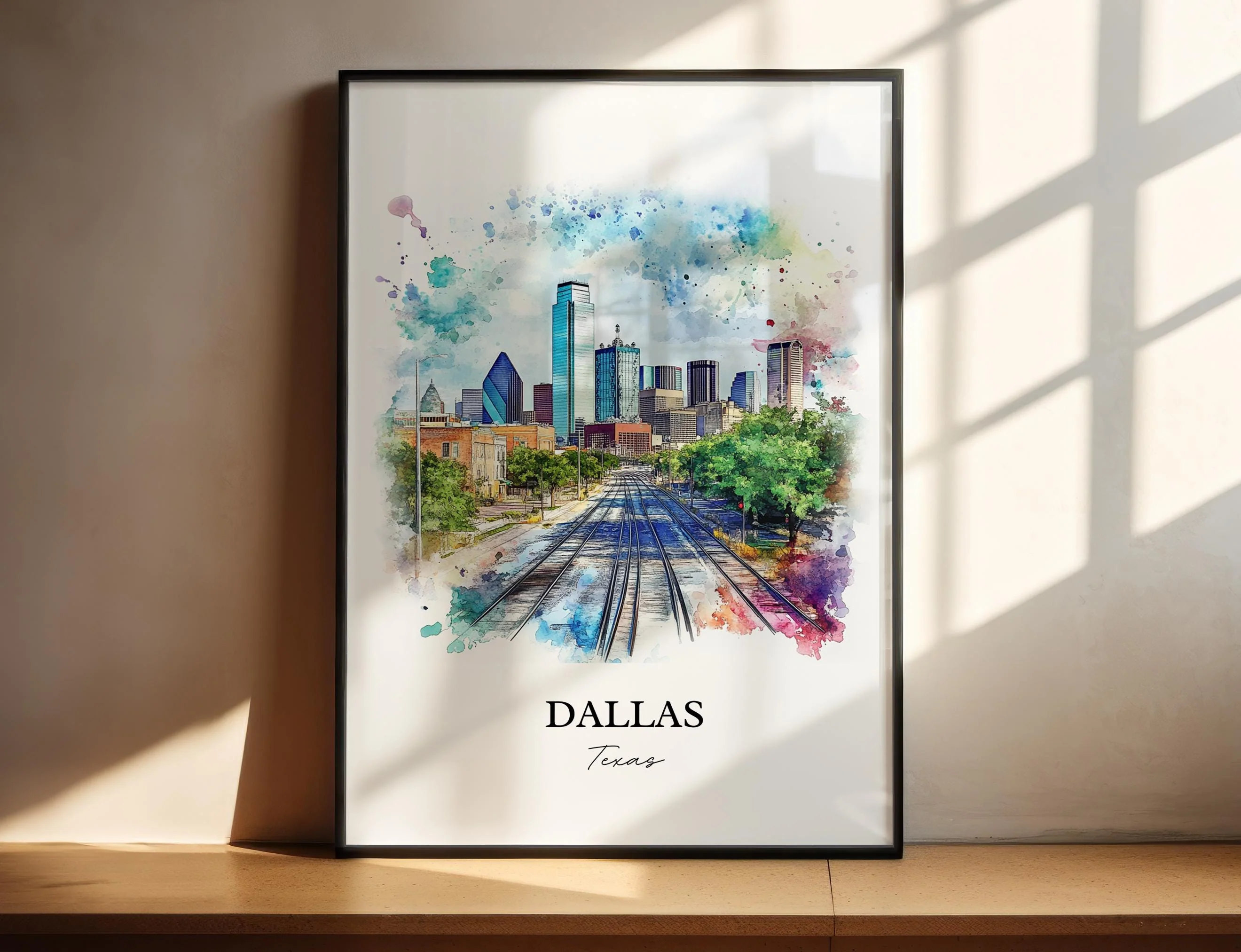 Dallas, TX, USA – Watercolor Art Print