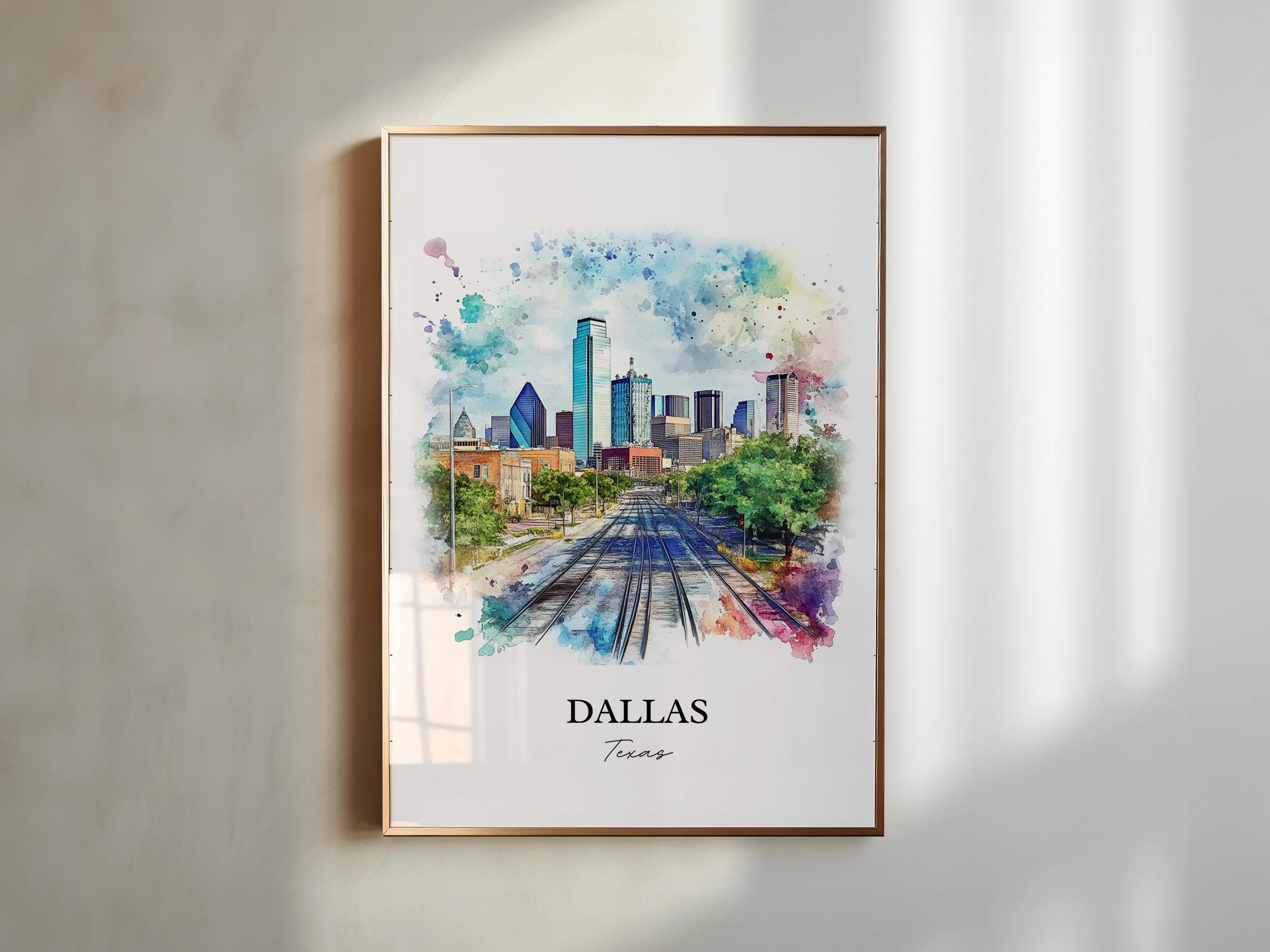 Dallas, TX, USA – Watercolor Art Print - Image 3