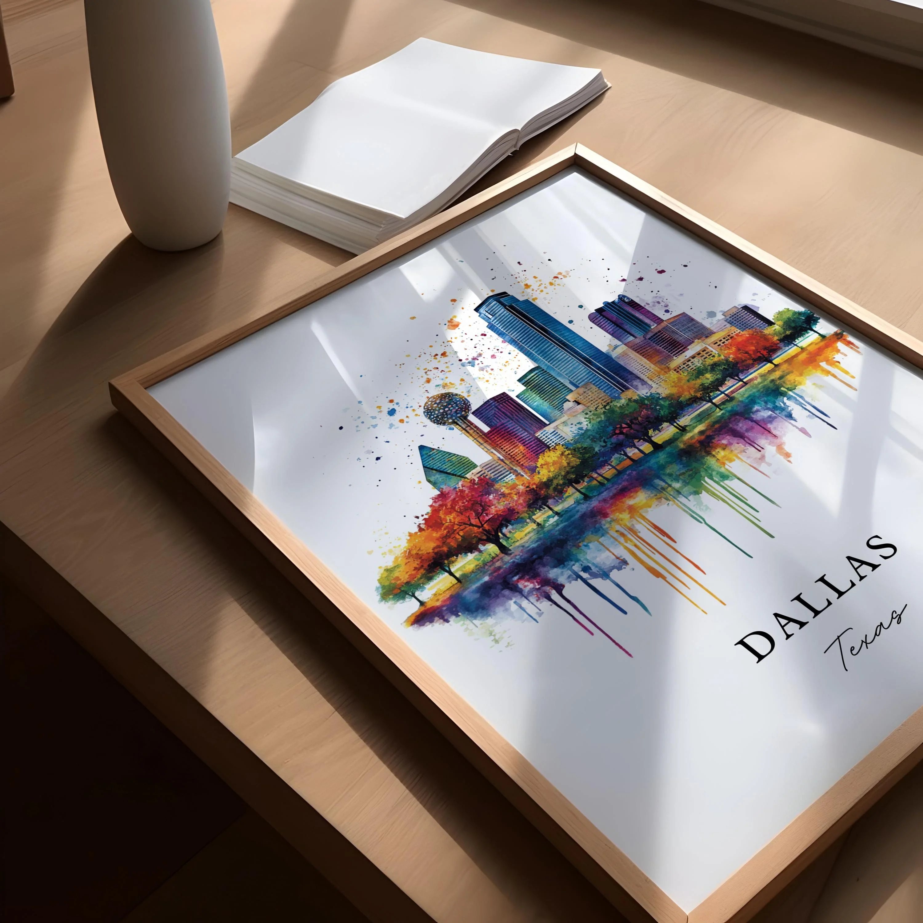 Dallas, Texas – Watercolor Art Print - Image 3