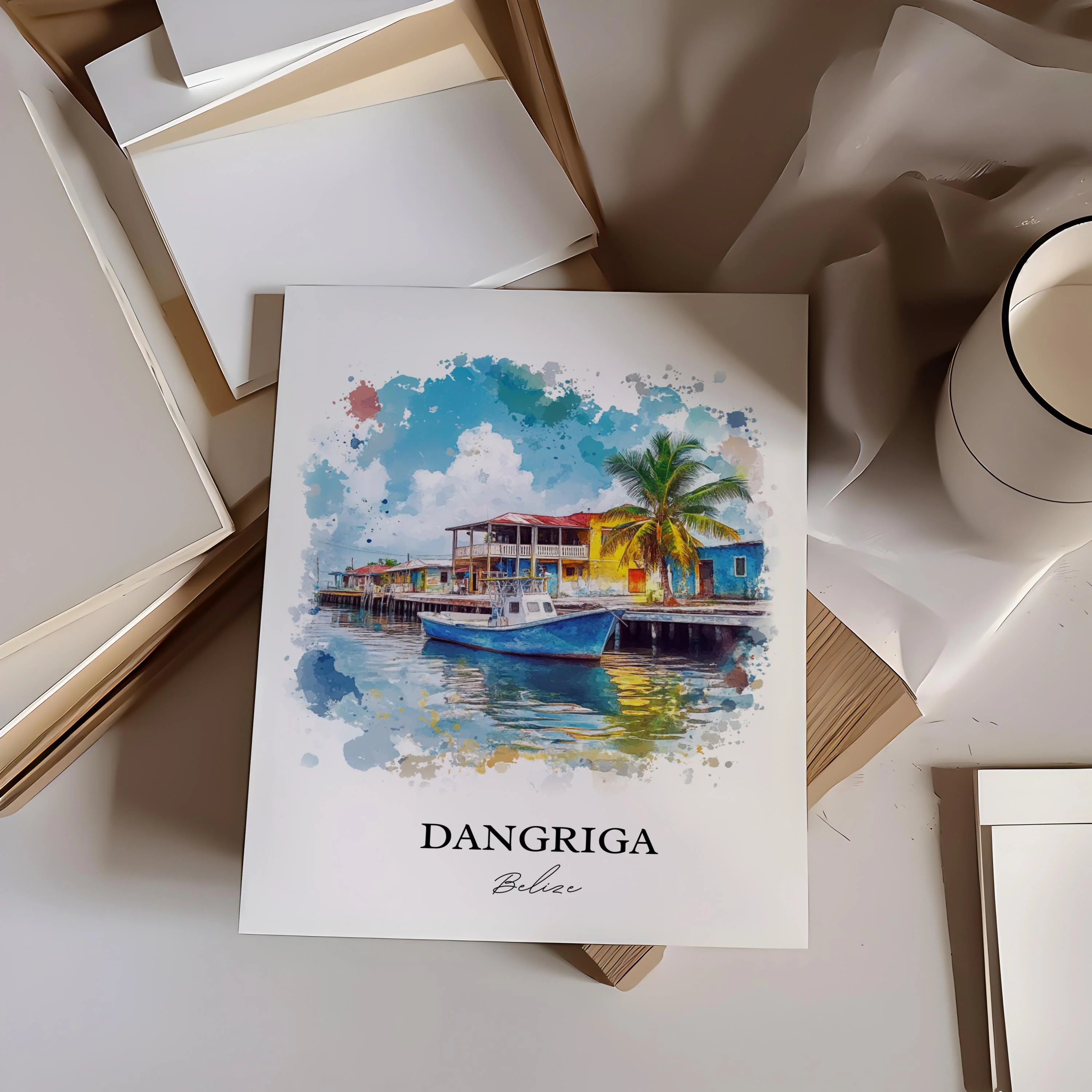 Dangriga, Belize – Watercolor Art Print - Image 6